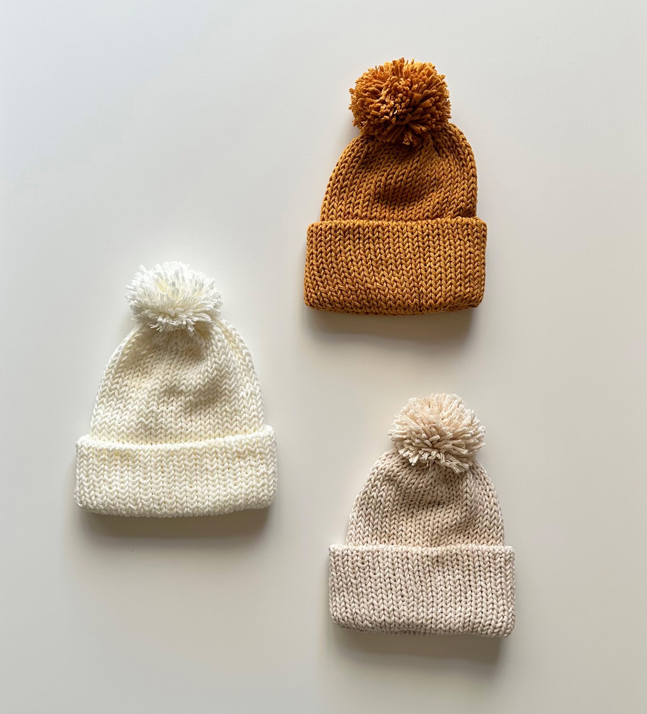 Handmade Knitted Beanie with PomPom and Baby Booties
