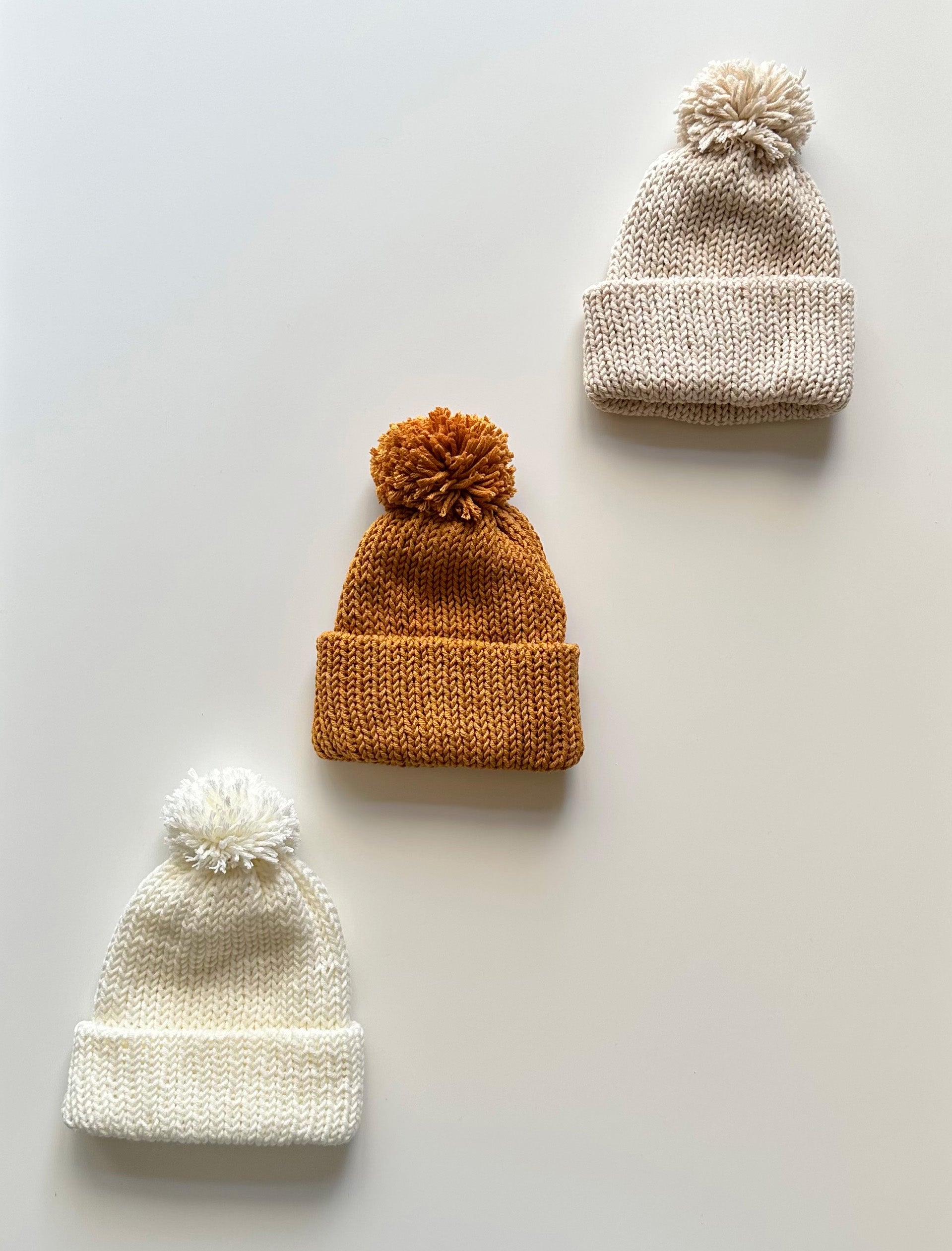 Handmade Knitted Beanie with PomPom and Baby Booties
