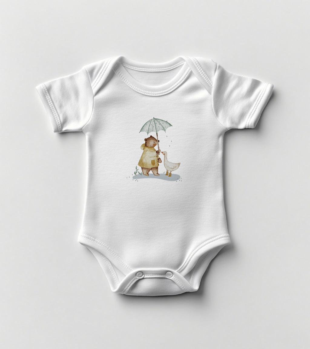 Adorable Bear and Duck Cotton Baby Bodysuit