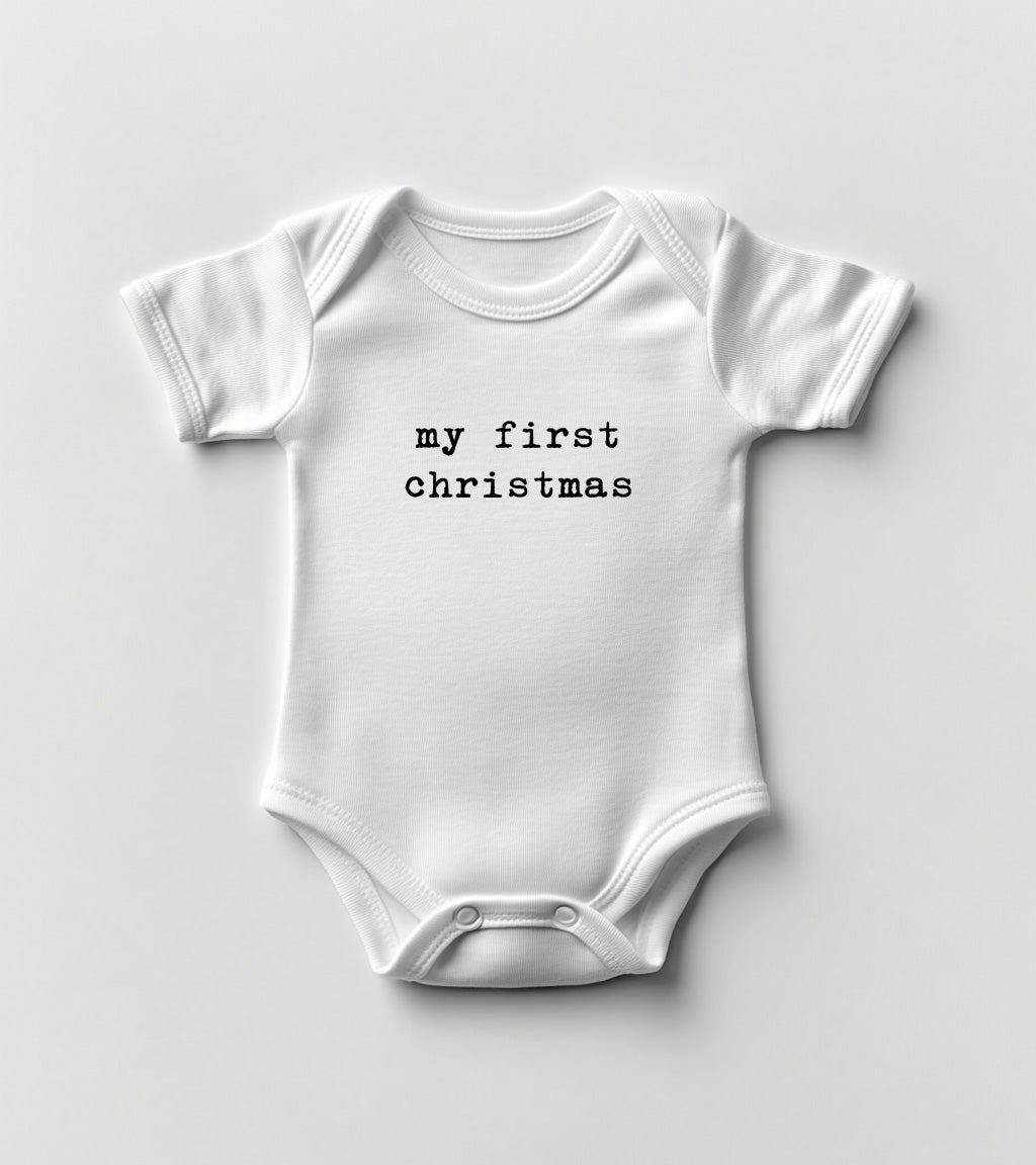 My First Christmas Type Baby Bodysuit