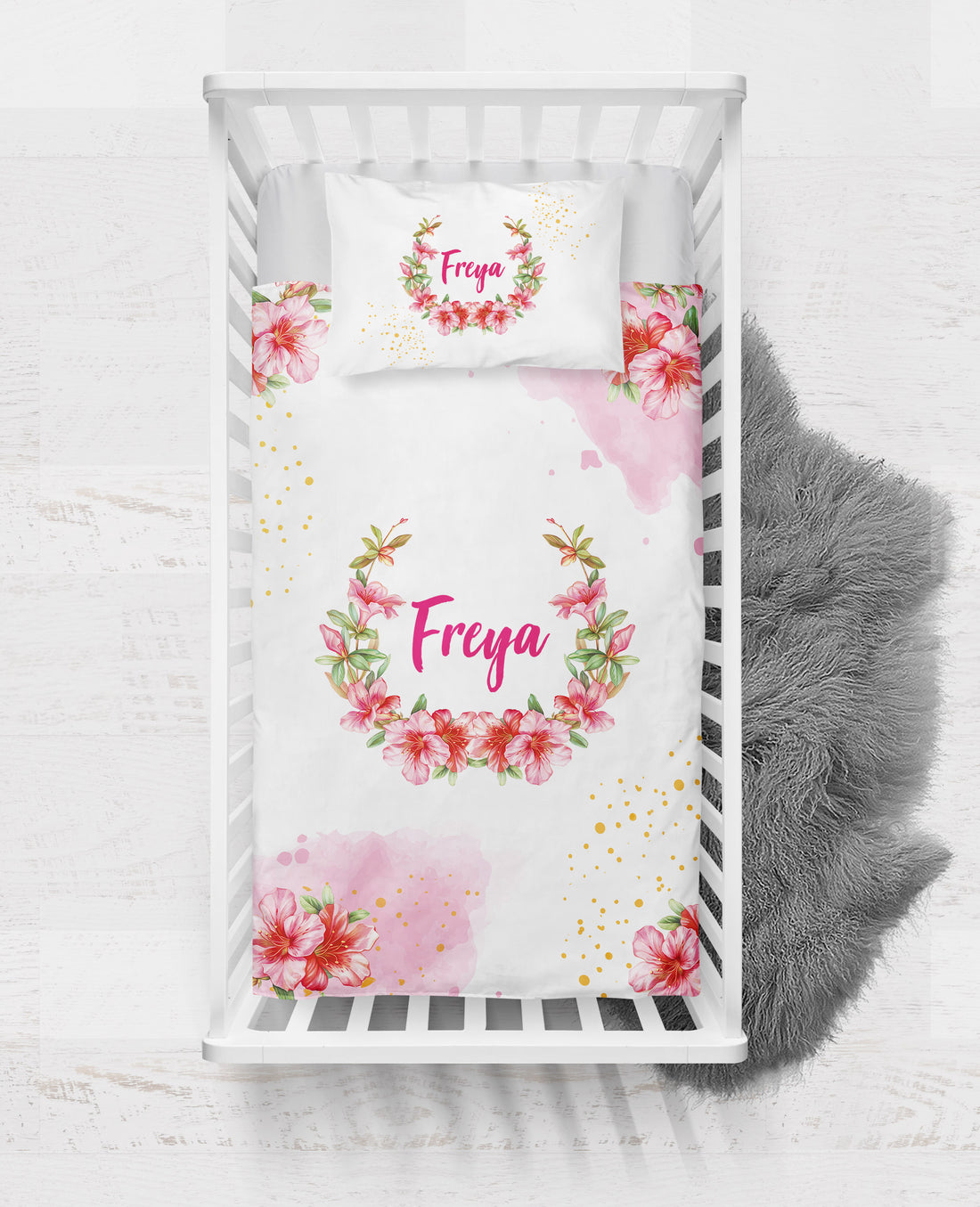 Flowers Personalized Baby Toddler Duvet Cover