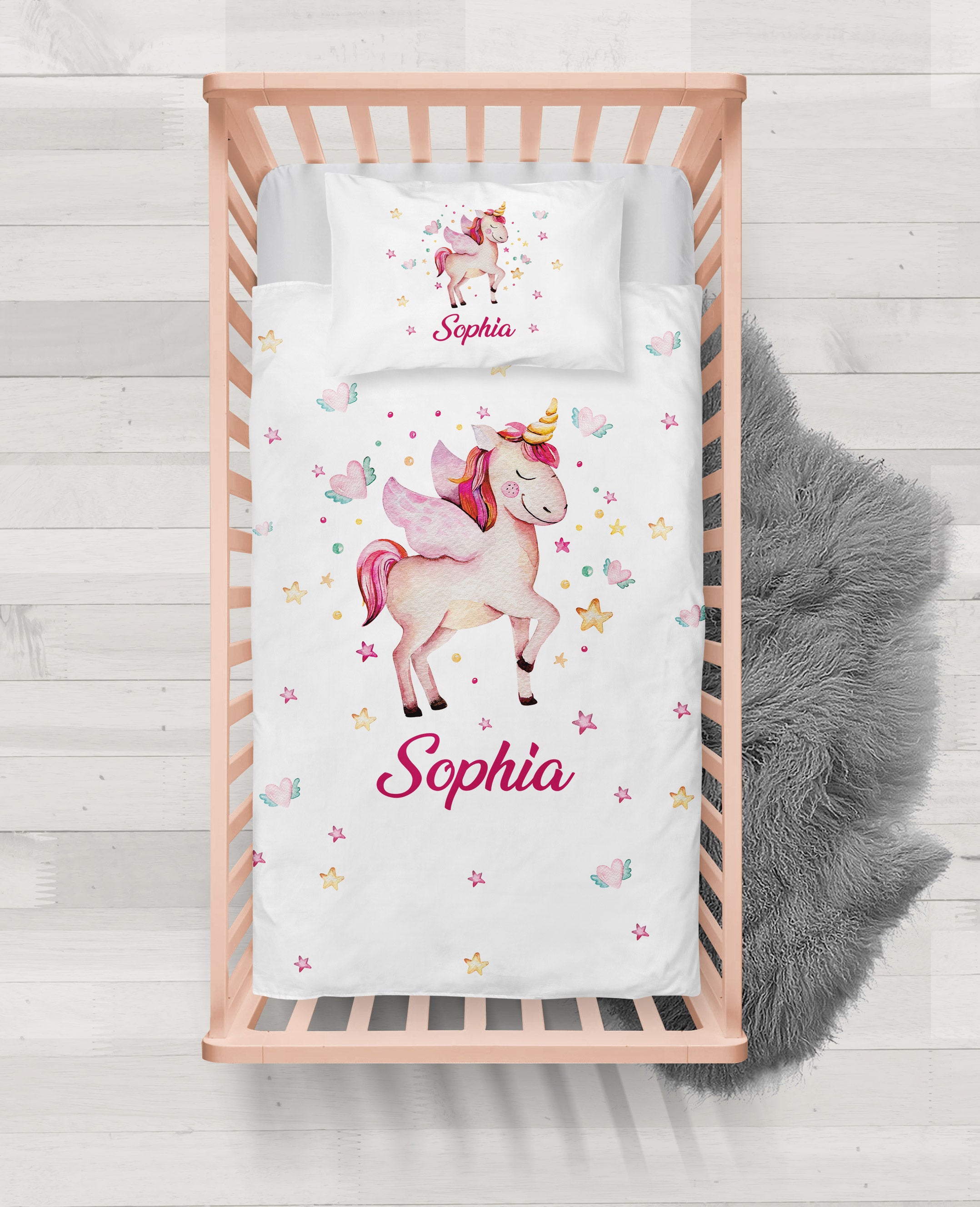 Unicorn Personalized Baby Toddler Duvet Cover
