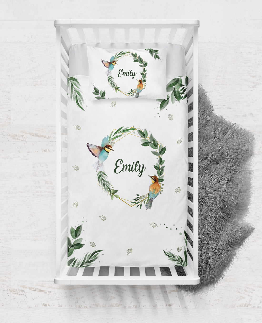Birds Personalized Baby Toddler Duvet Cover