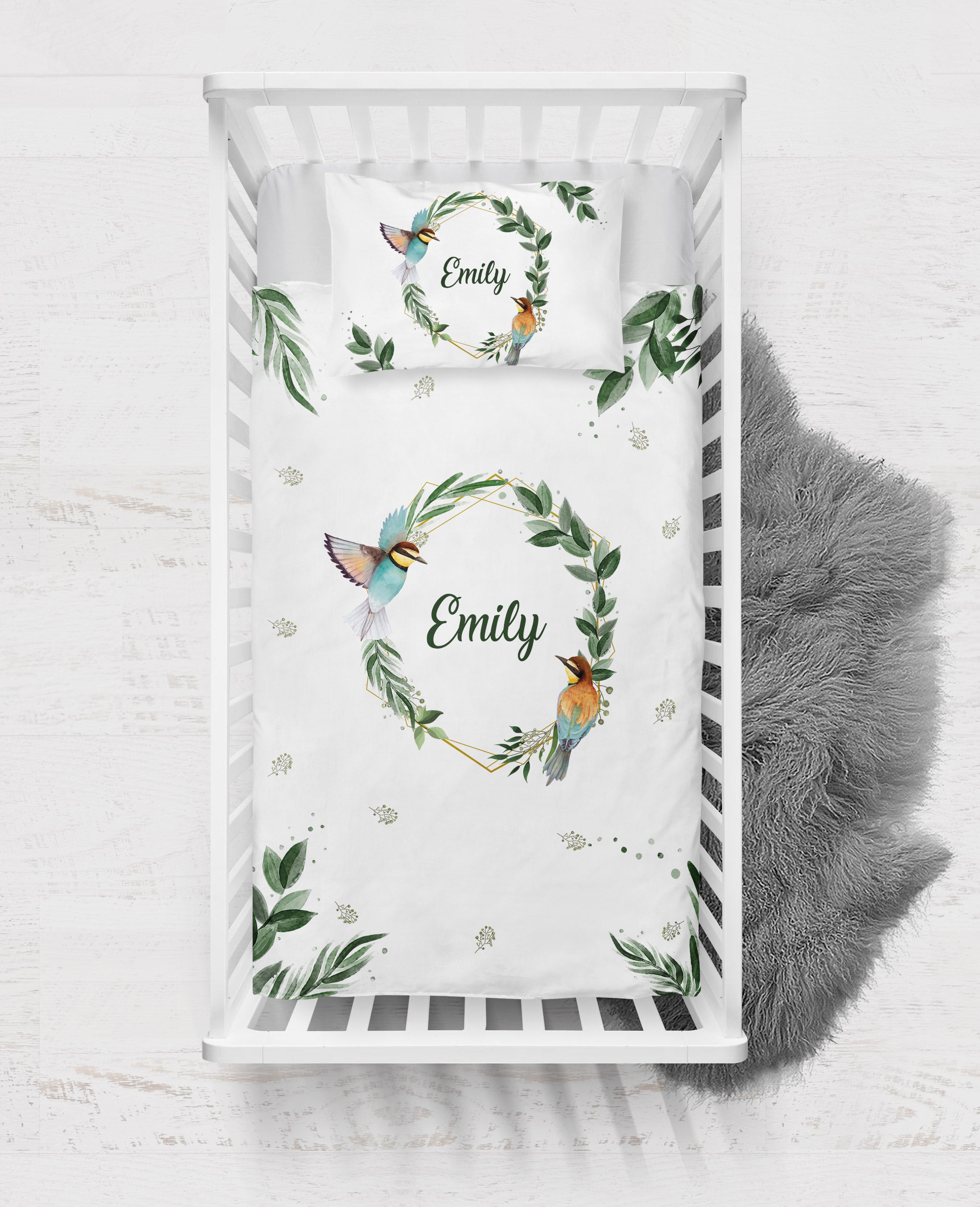 Birds Personalized Baby Toddler Duvet Cover