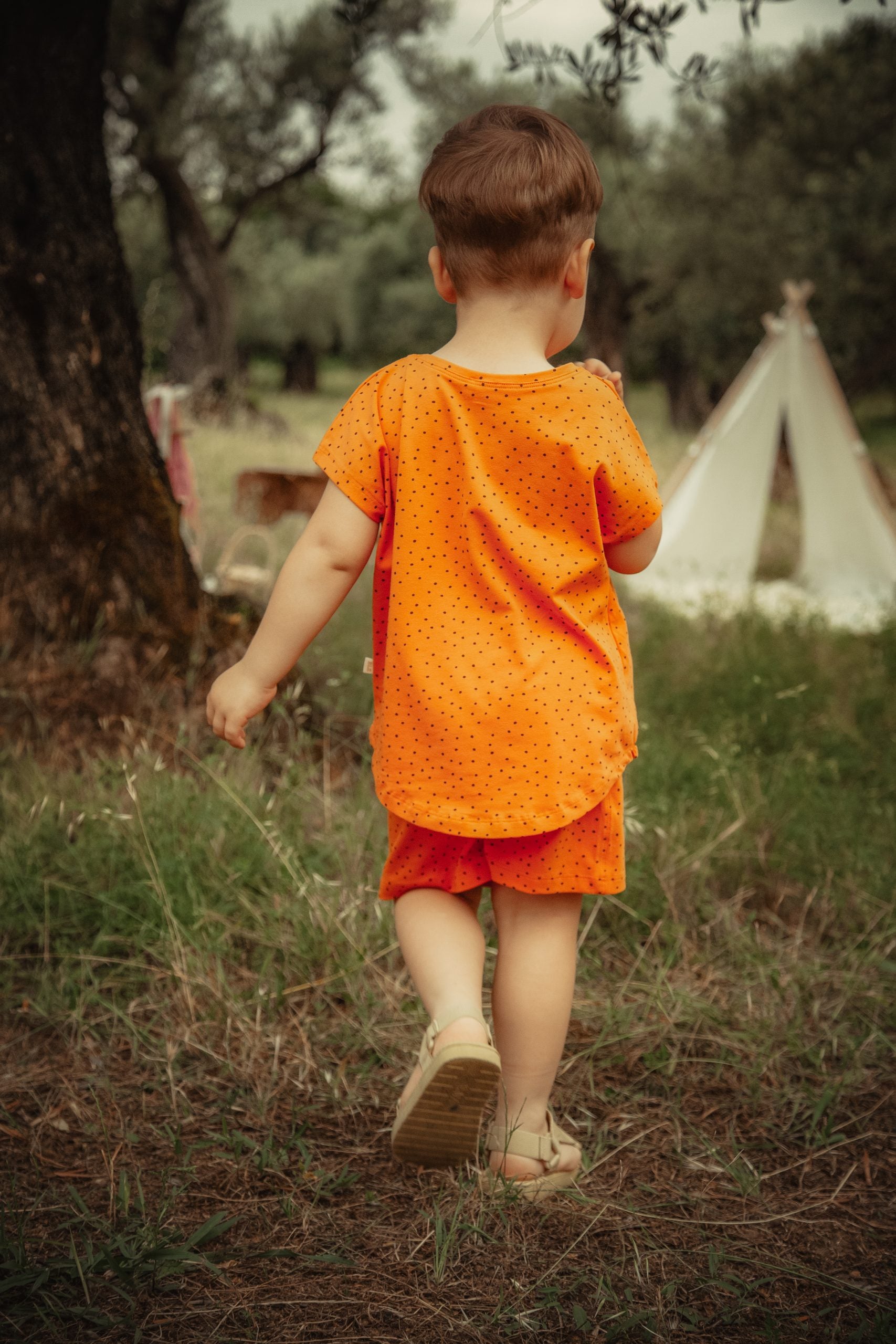 Orange Dotted Tee & Short Set - Blzandco