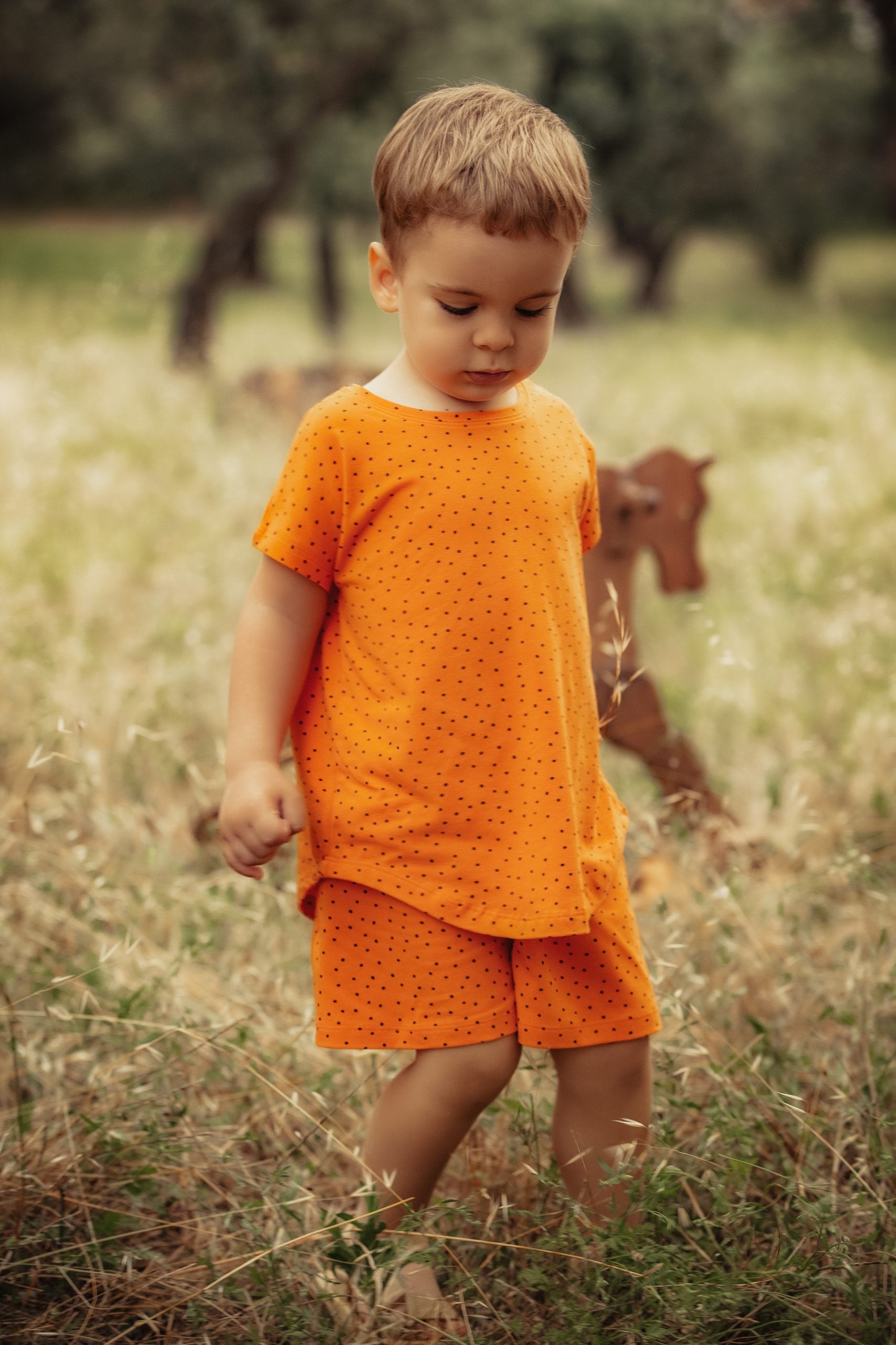 Orange Dotted Tee & Short Set - Blzandco