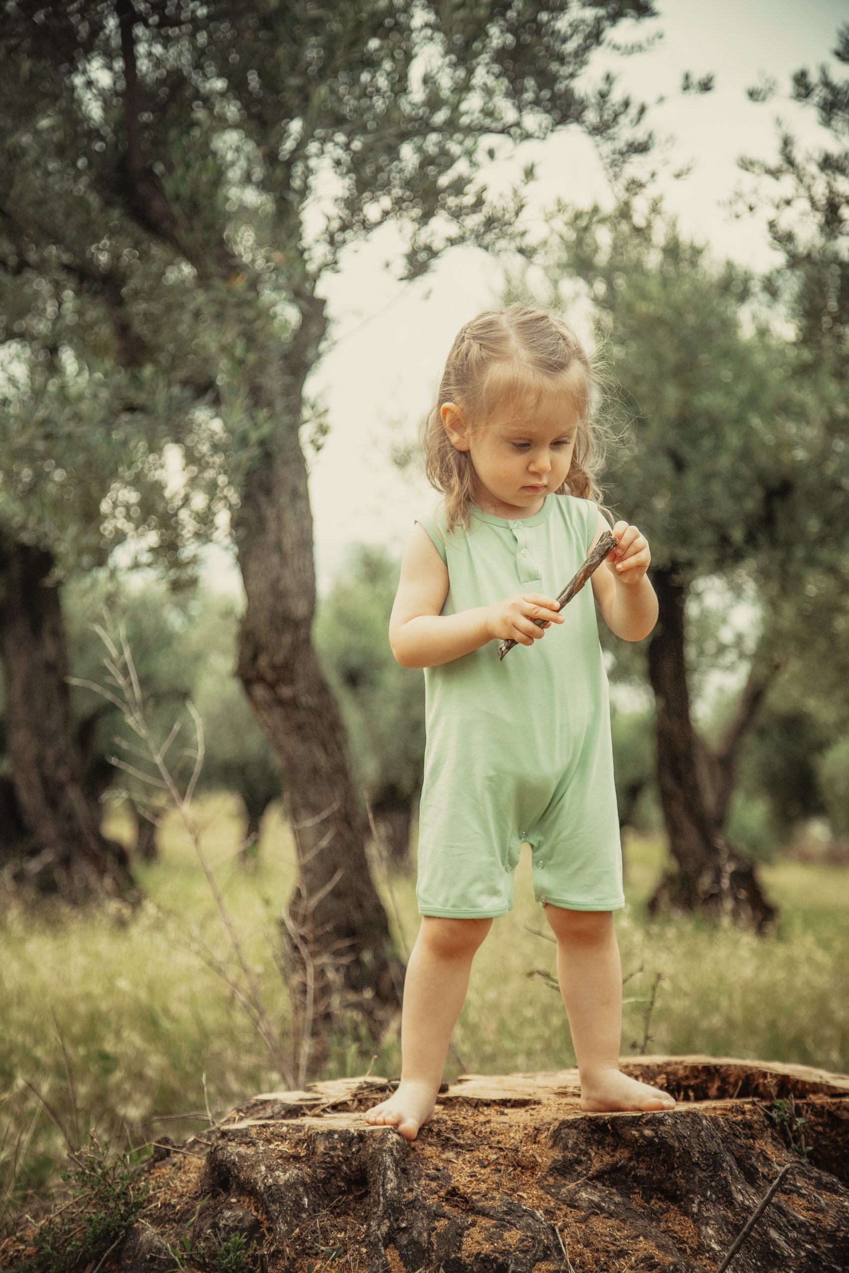 Green Color 2 Pieces Set Summer Short Overall - Blzandco