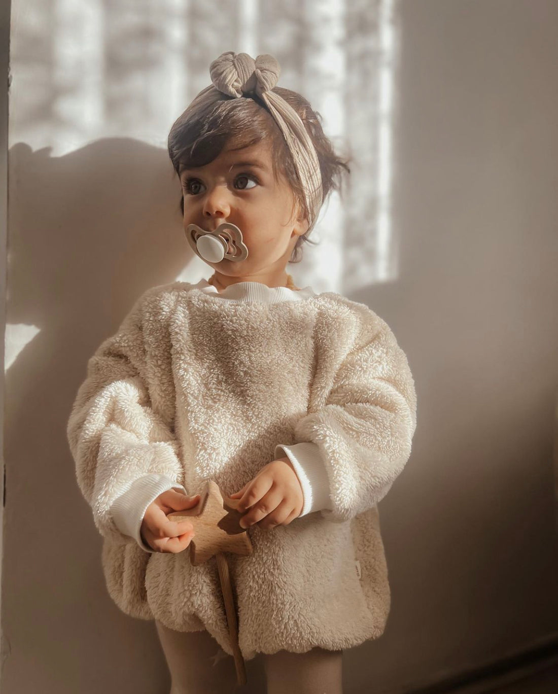 Fluffy Romper White & Light Brown - Blzandco