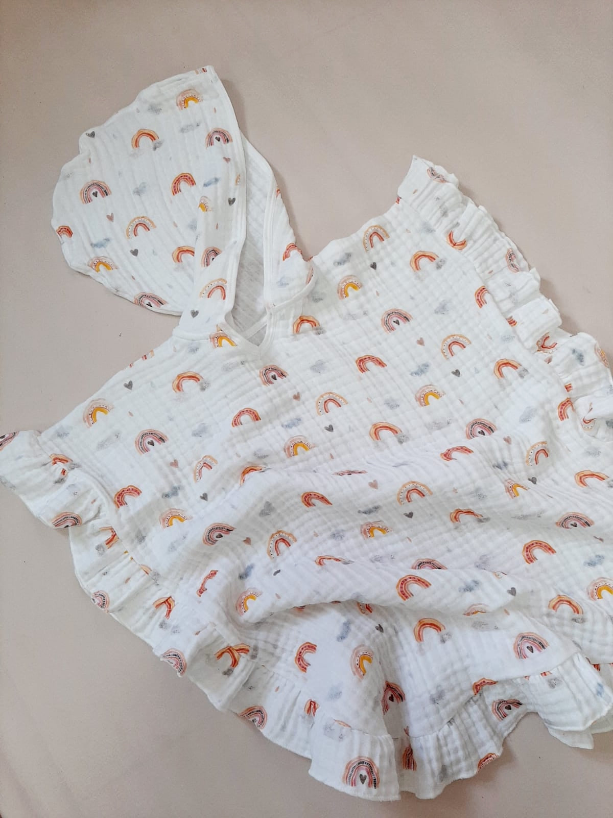 Rainbow Rose Poncho With Ruffles - Blzandco