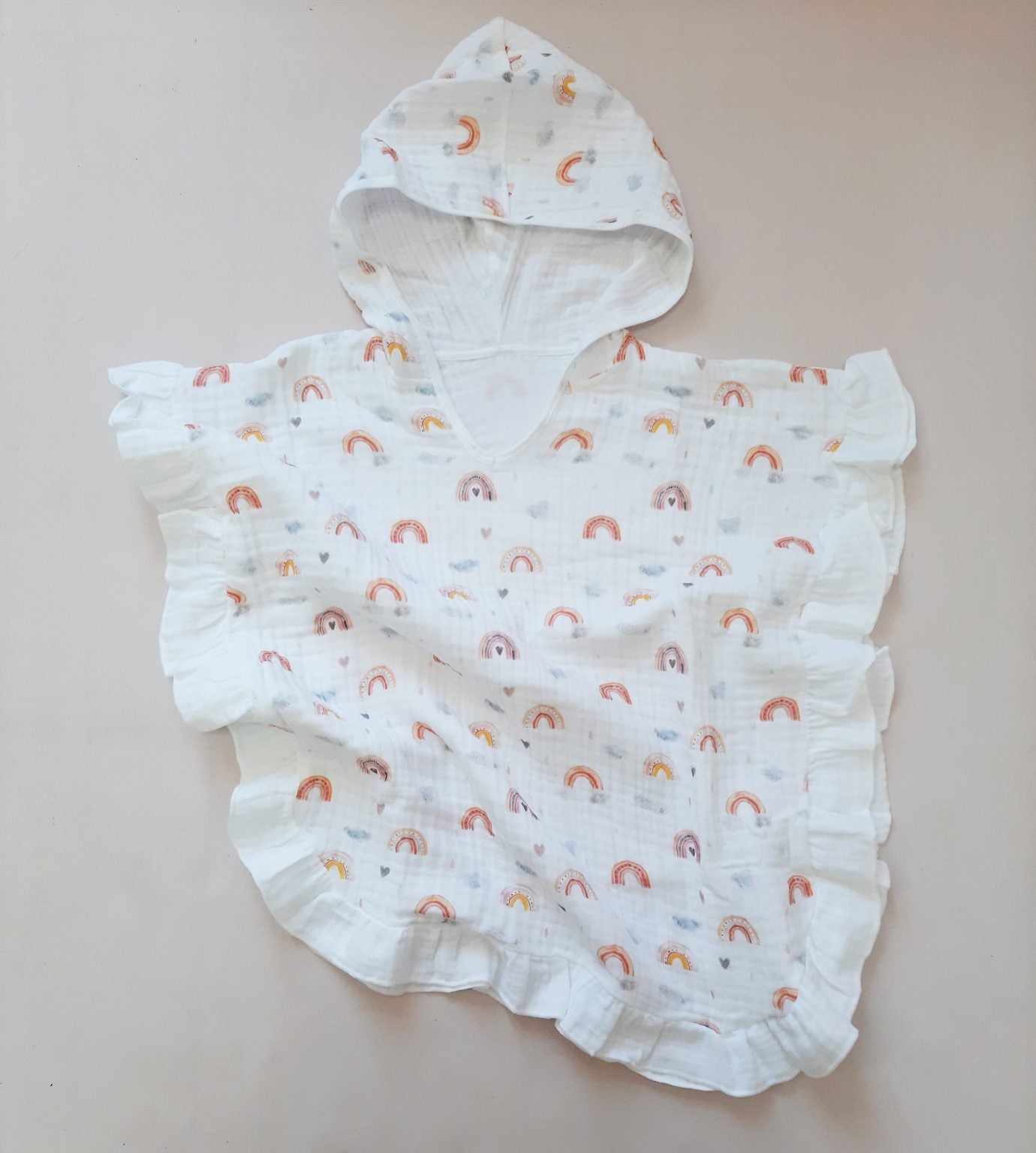 Rainbow Rose Poncho With Ruffles - Blzandco