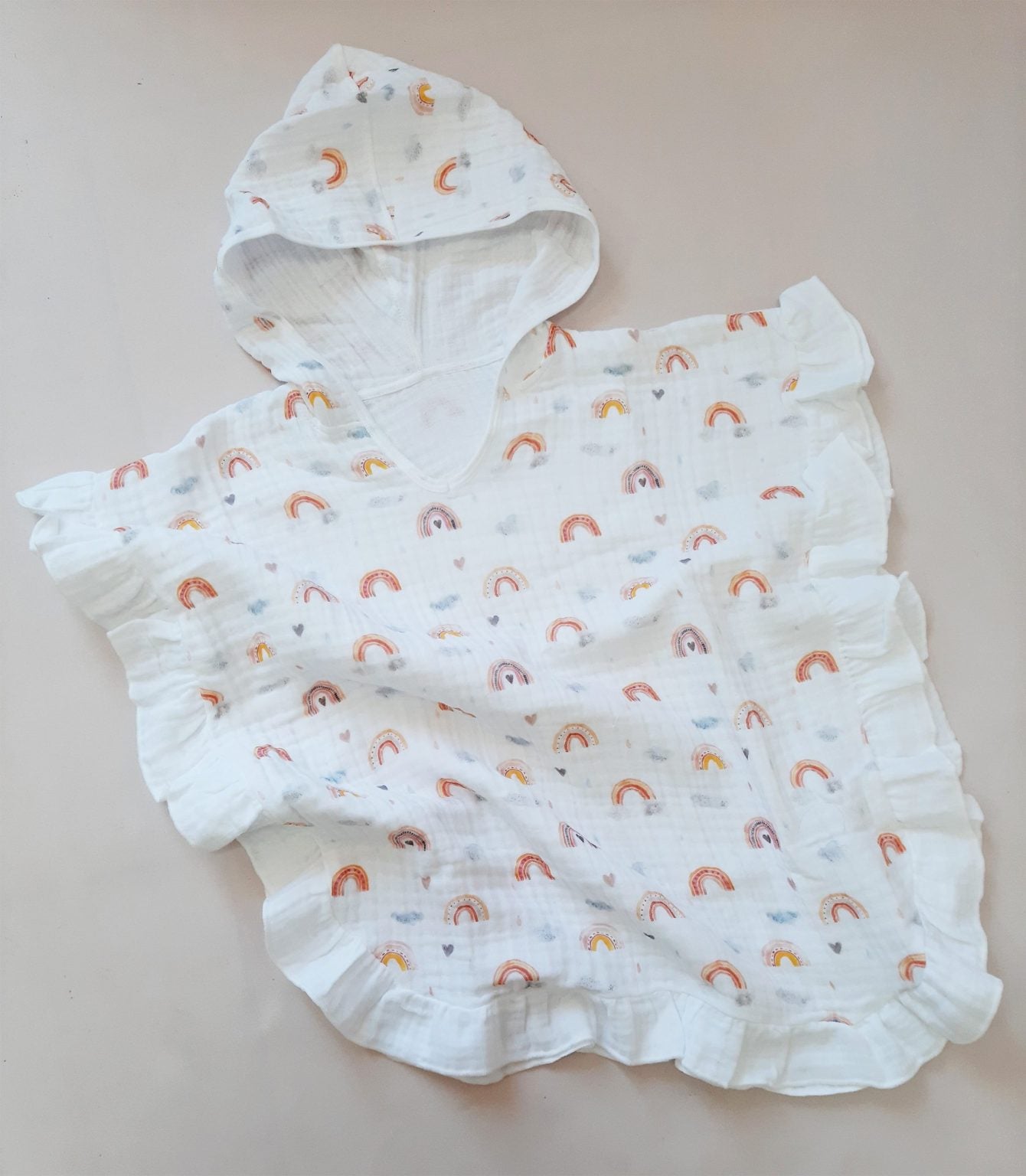 Rainbow Rose Poncho With Ruffles - Blzandco