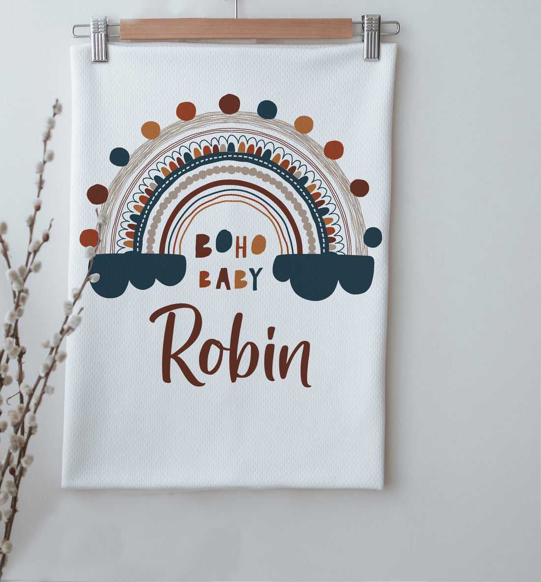 Boho Baby Rainbow Personalized Baby Blanket
