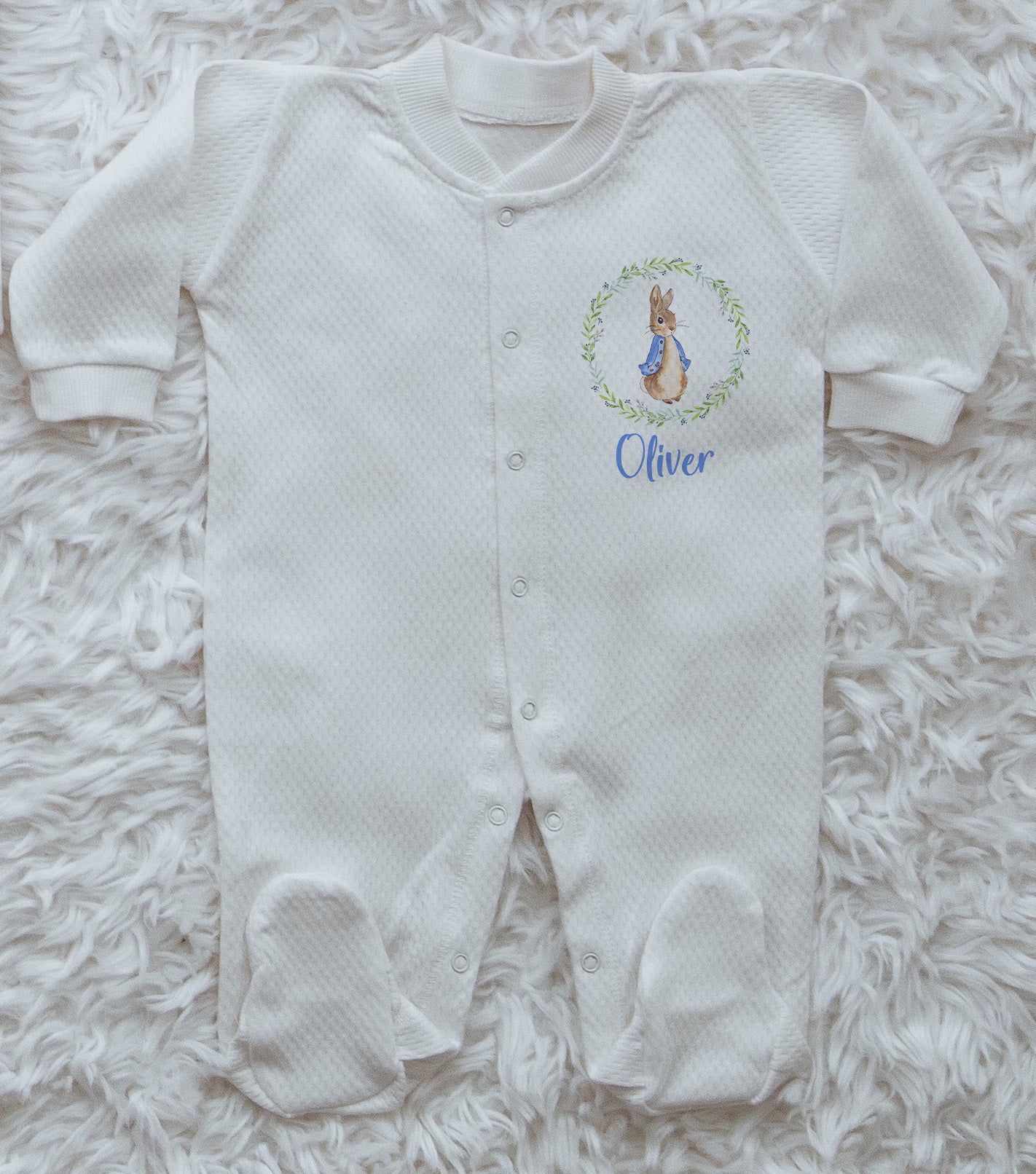 Blue Bunny Baby Boy Personalized Baby Jumpsuit