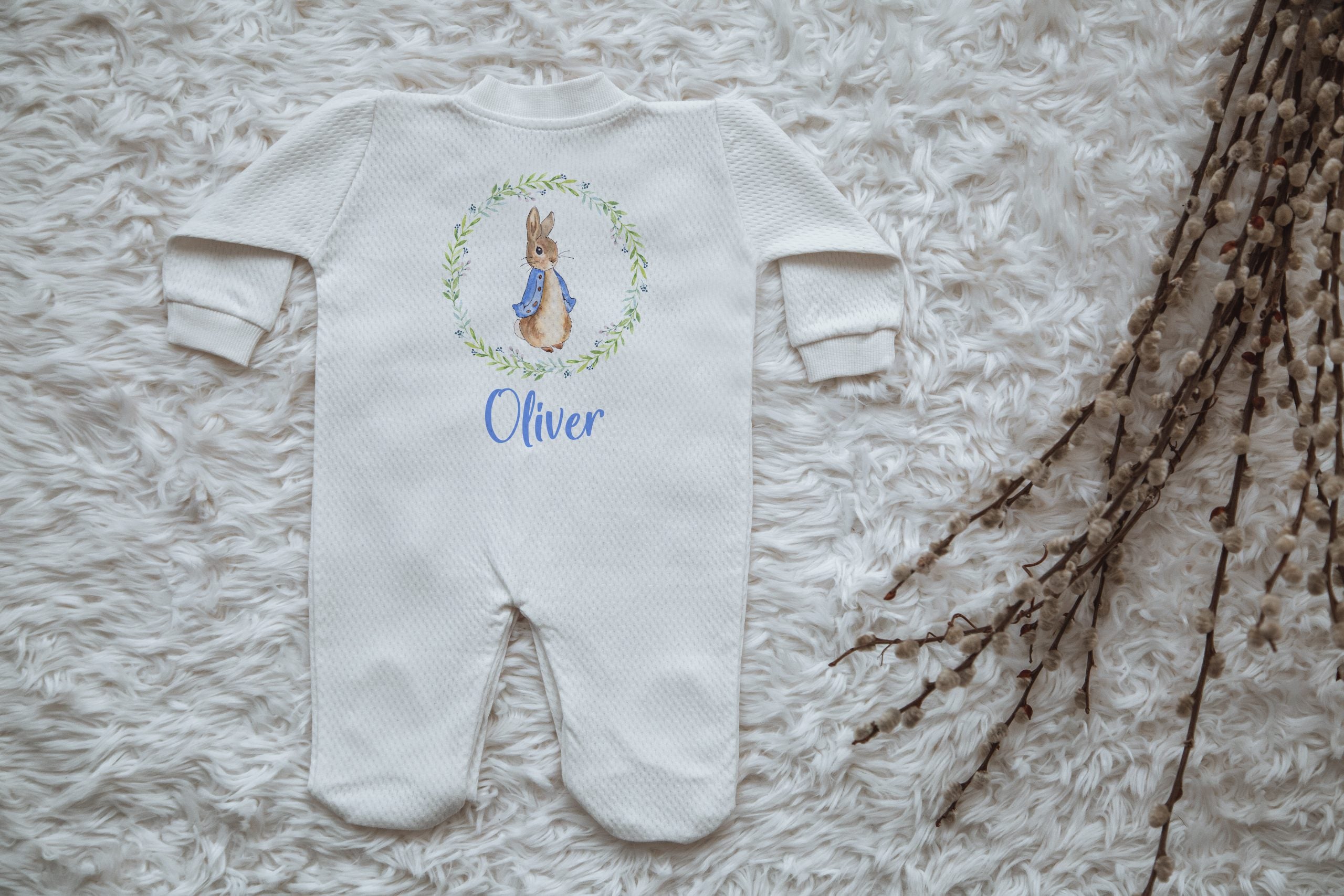 Blue Bunny Baby Boy Personalized Baby Jumpsuit