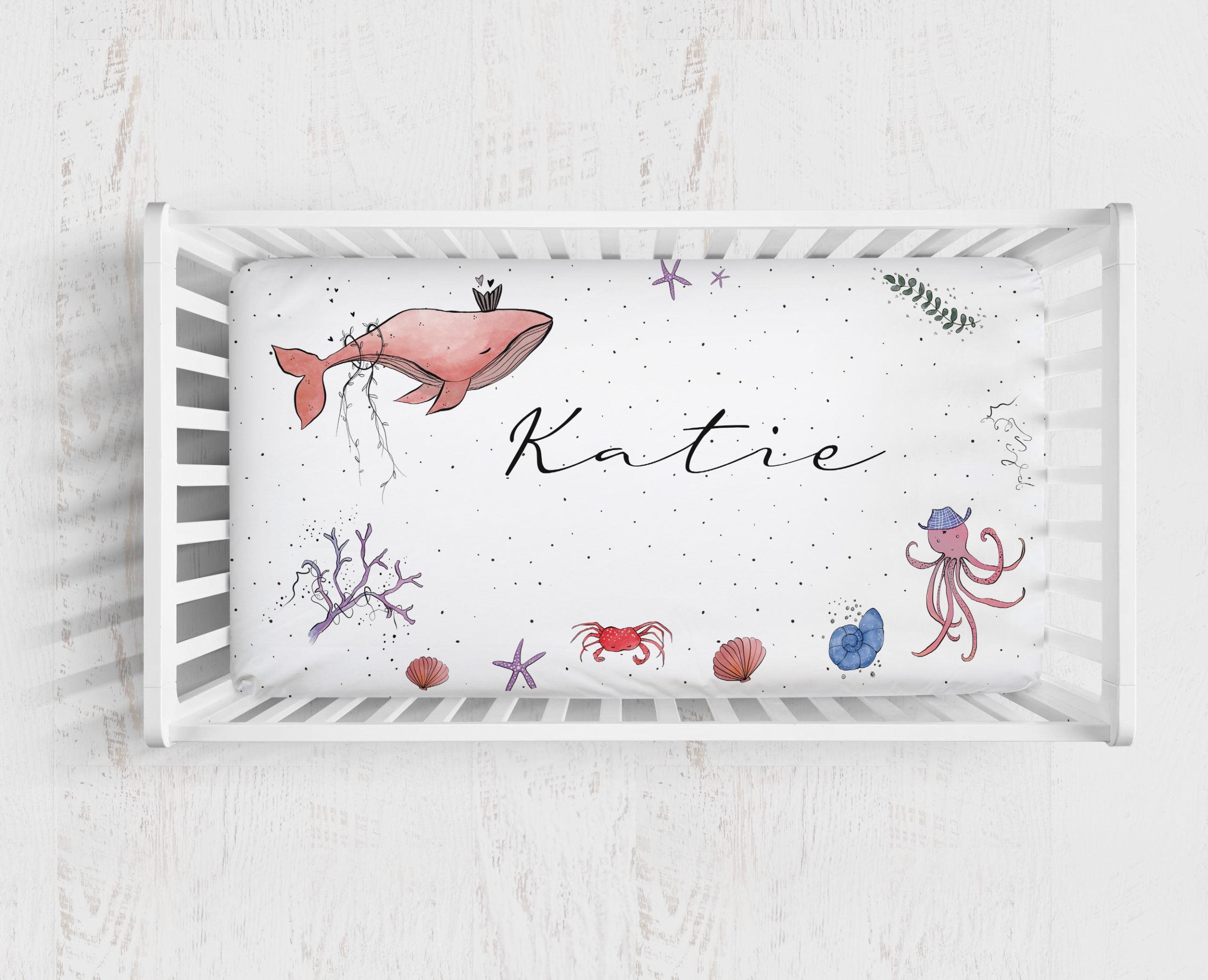 Pink Whale Cot Bed Sheet - Blzandco