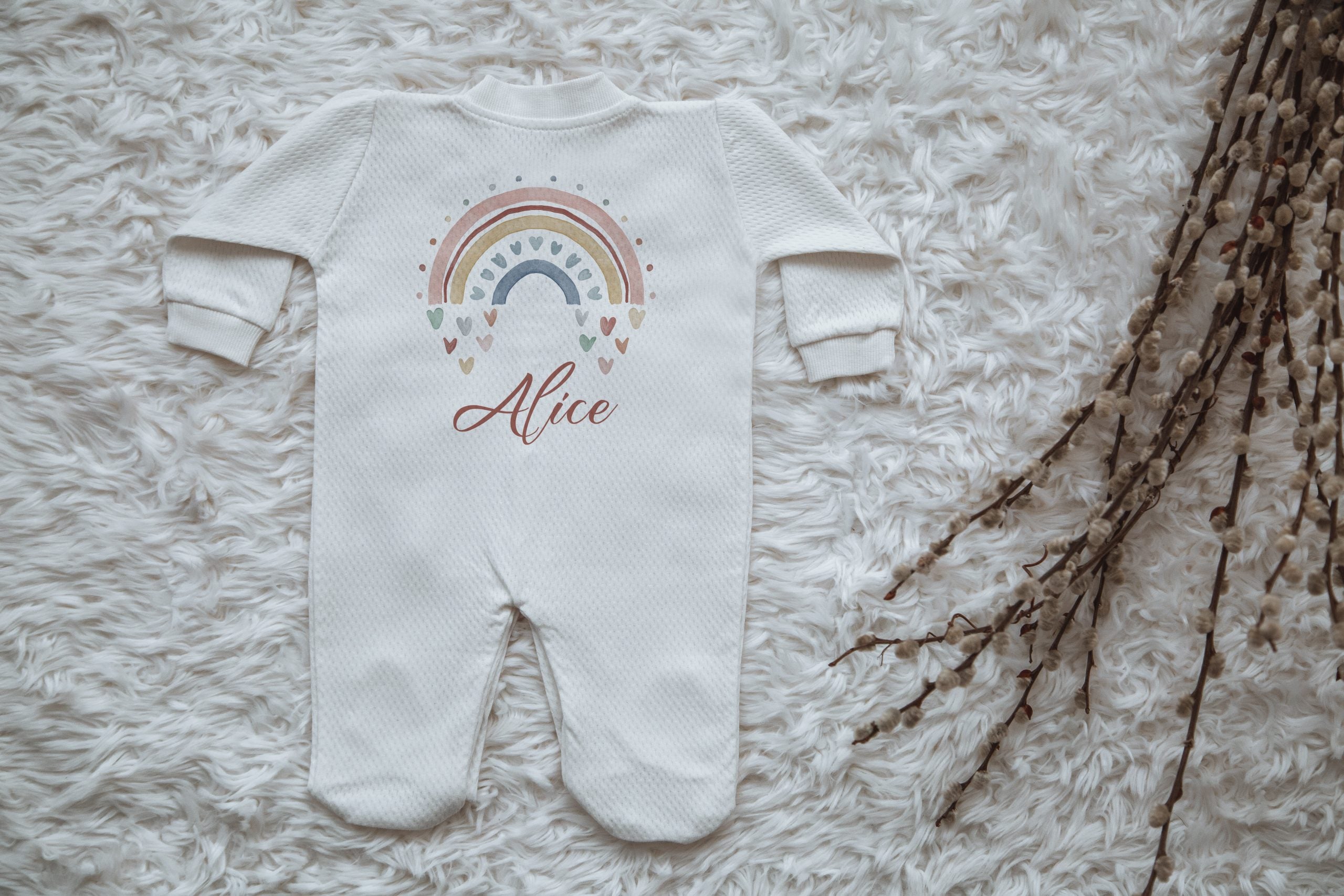 Soft Rainbow Personalized Baby Jumpsuit