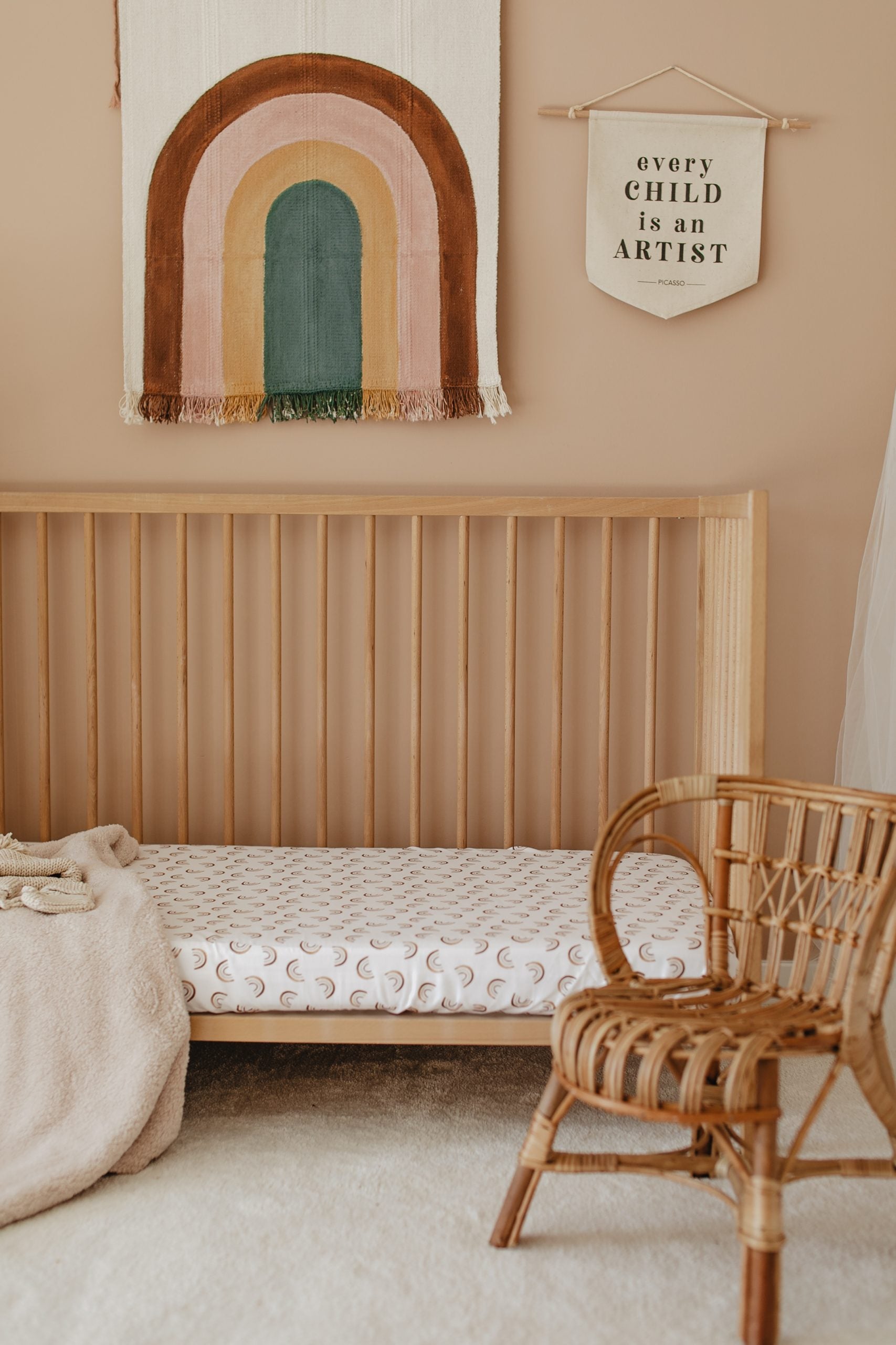 Mini Brown Rainbow Crib Sheet