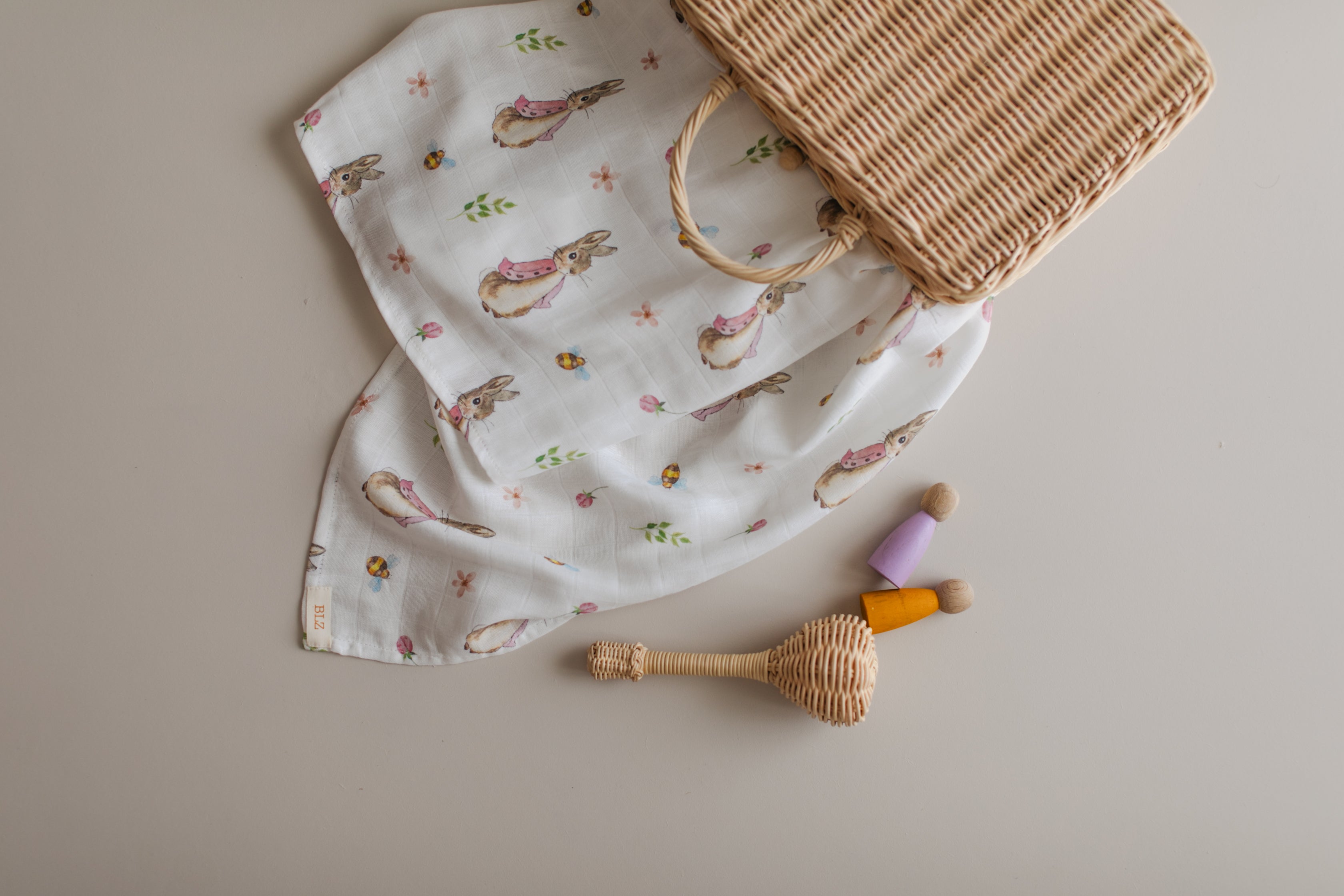 Pink Rabbit Muslin Swaddle