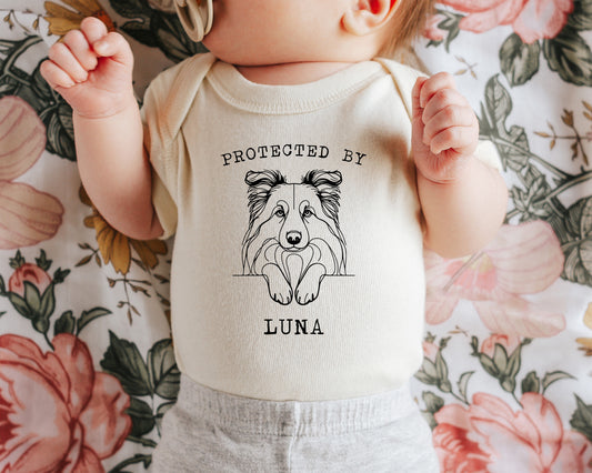 Protected By Dog Custom Baby Bodysuit