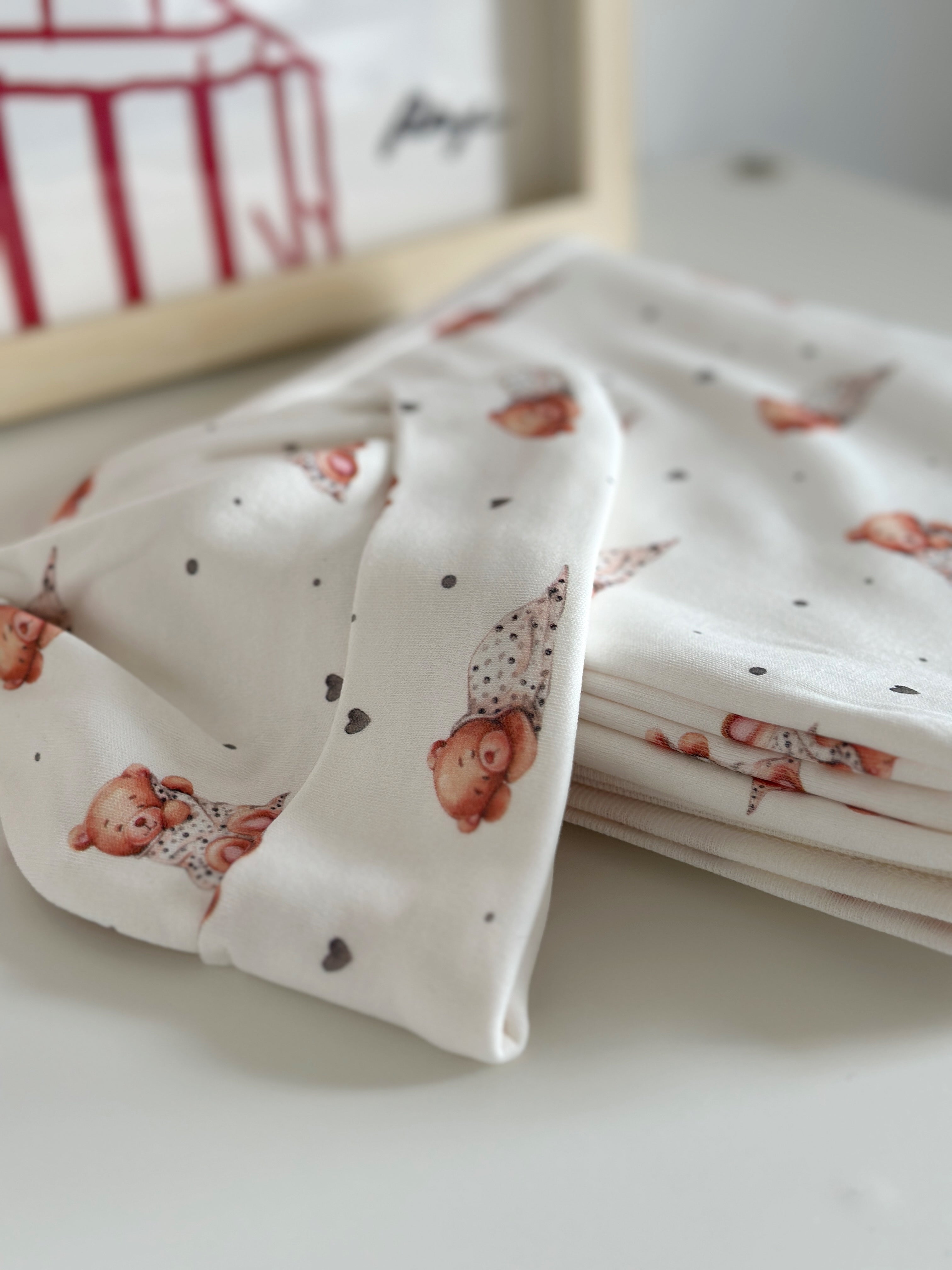 Sleepy Bear Baby Blanket & Hat