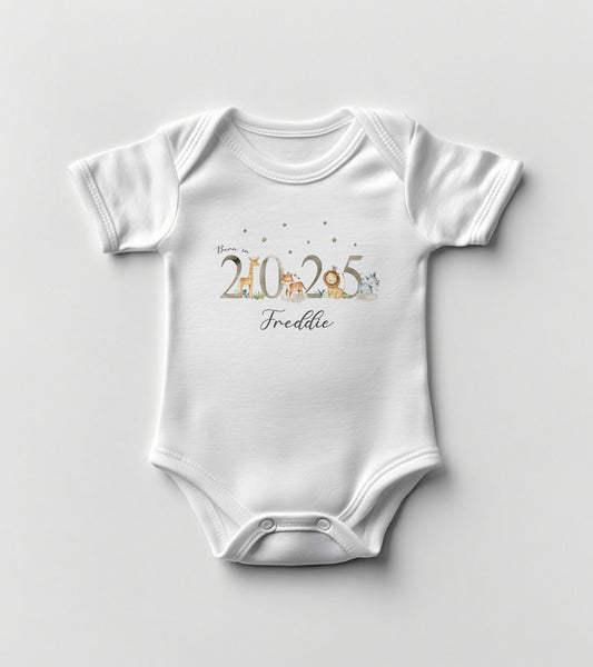 Safari Born in 2025 Baby Bodysuit