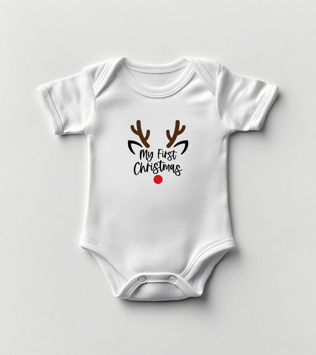 Ren Deer My First Christmas Baby Bodysuit