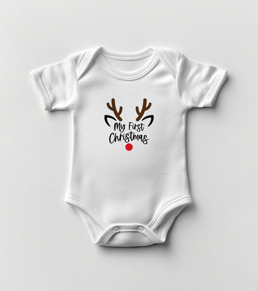 Ren Deer My First Christmas Baby Bodysuit