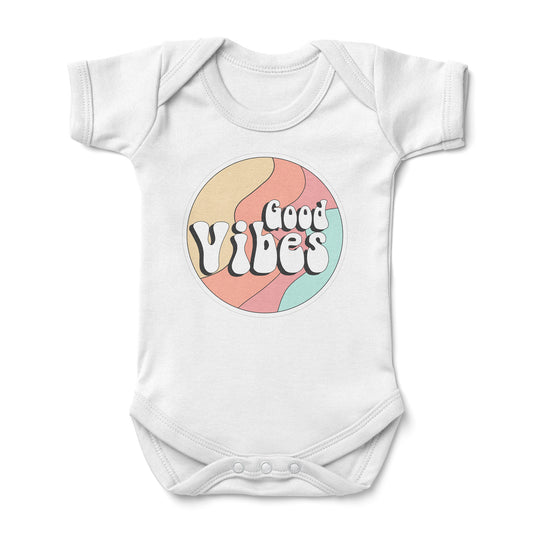 Good Vibes Retro Circle Baby Bodysuit