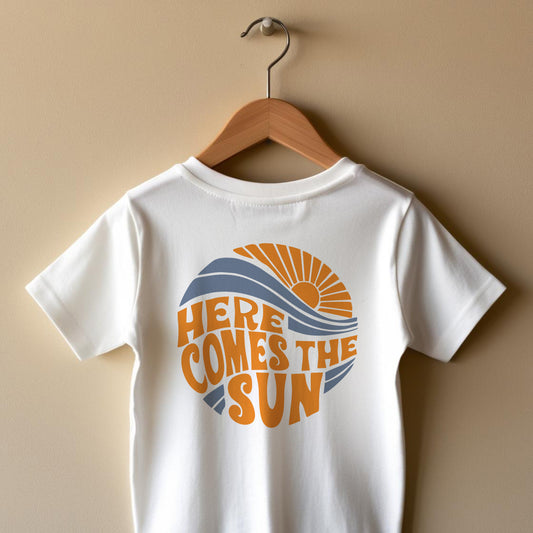 Here Comes The Sun White Cotton Kids Tshirt