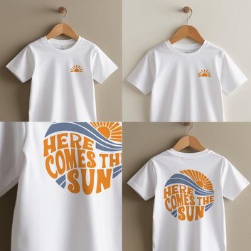 Here Comes The Sun White Cotton Kids Tshirt