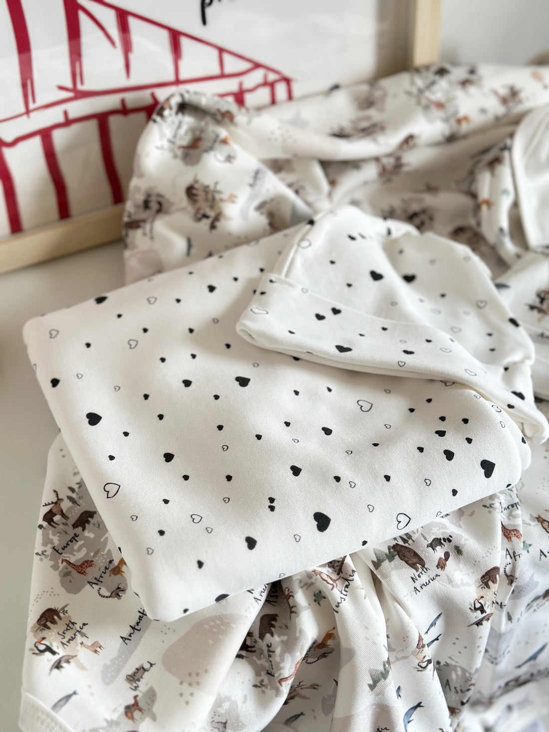 Mini Hearts Baby Blanket & Hat