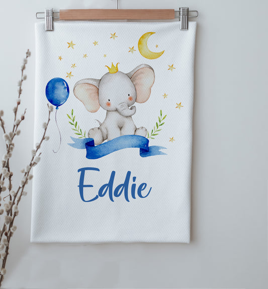 Little Blue Elephant Personalized Baby Blanket