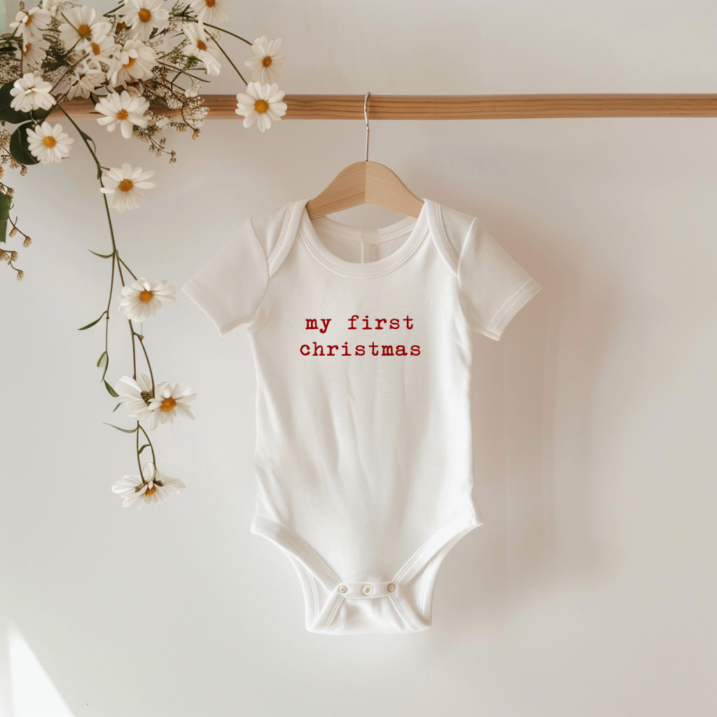 My First Christmas Type Baby Bodysuit
