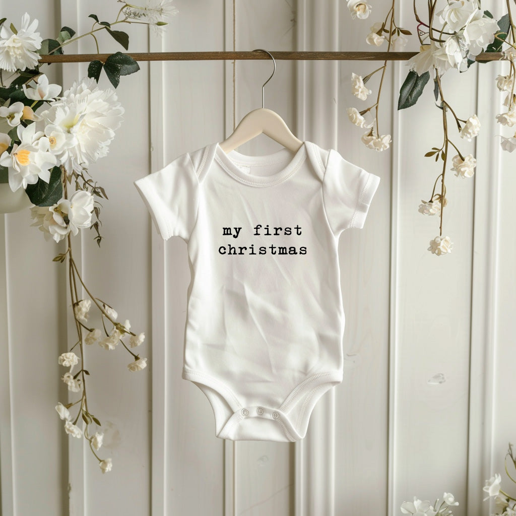 My First Christmas Type Baby Bodysuit
