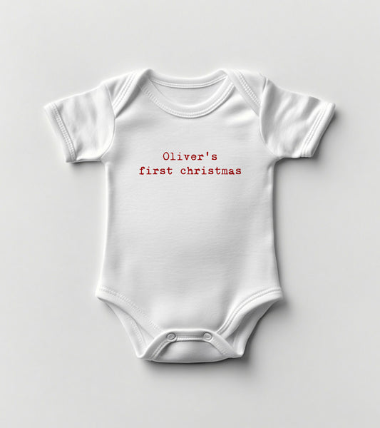 Christmas Baby Bodysuit With Name