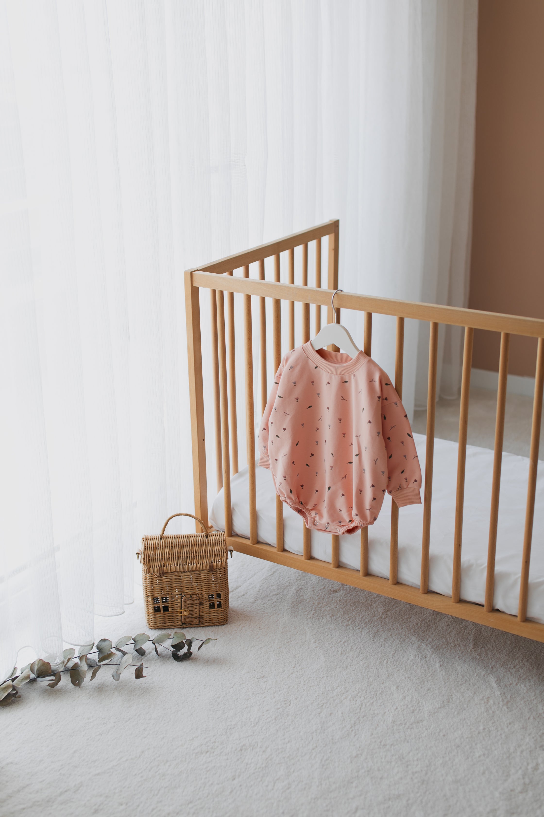 Pastel Pink Floral Print Oversized Baby Romper