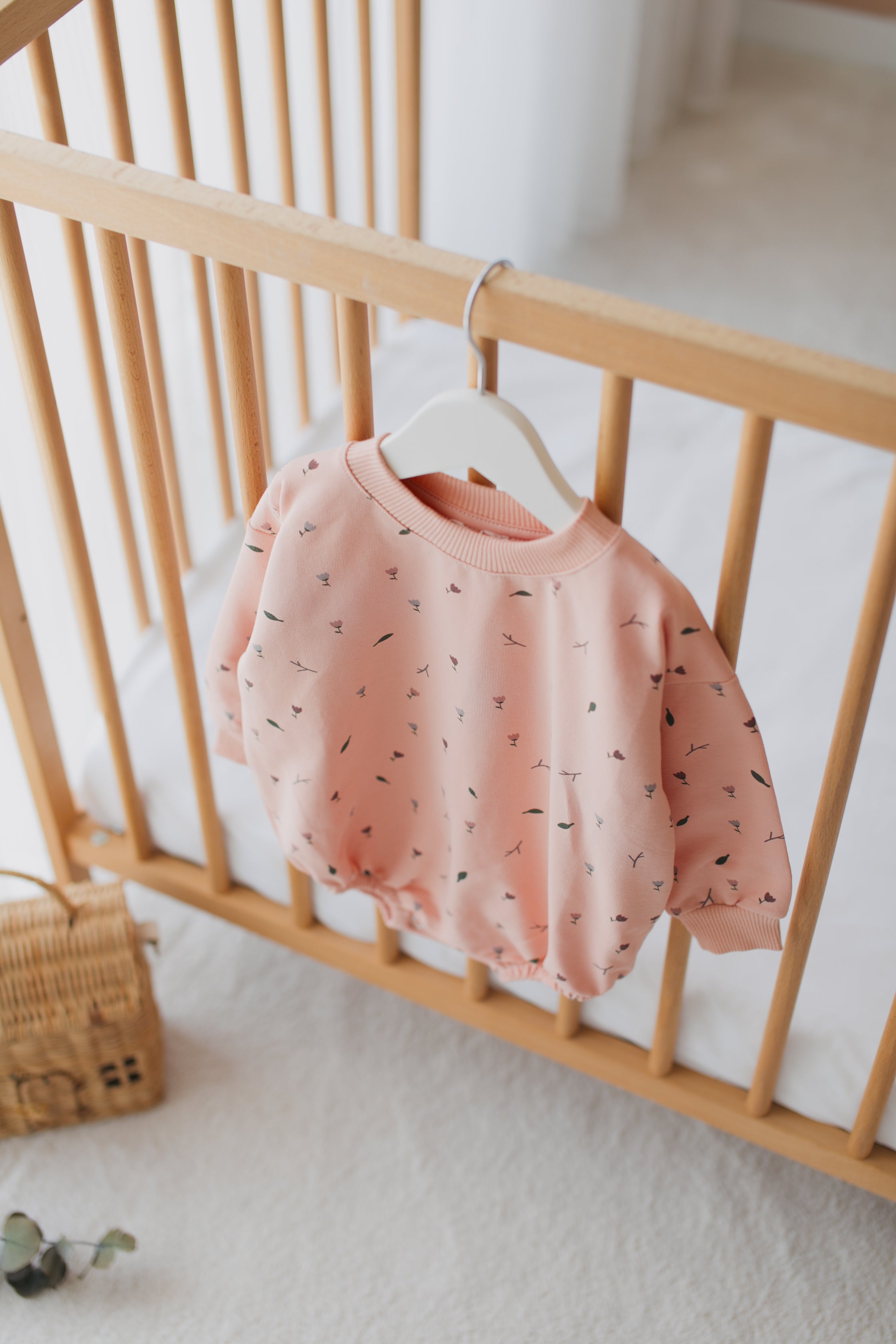 Pastel Pink Floral Print Oversized Baby Romper