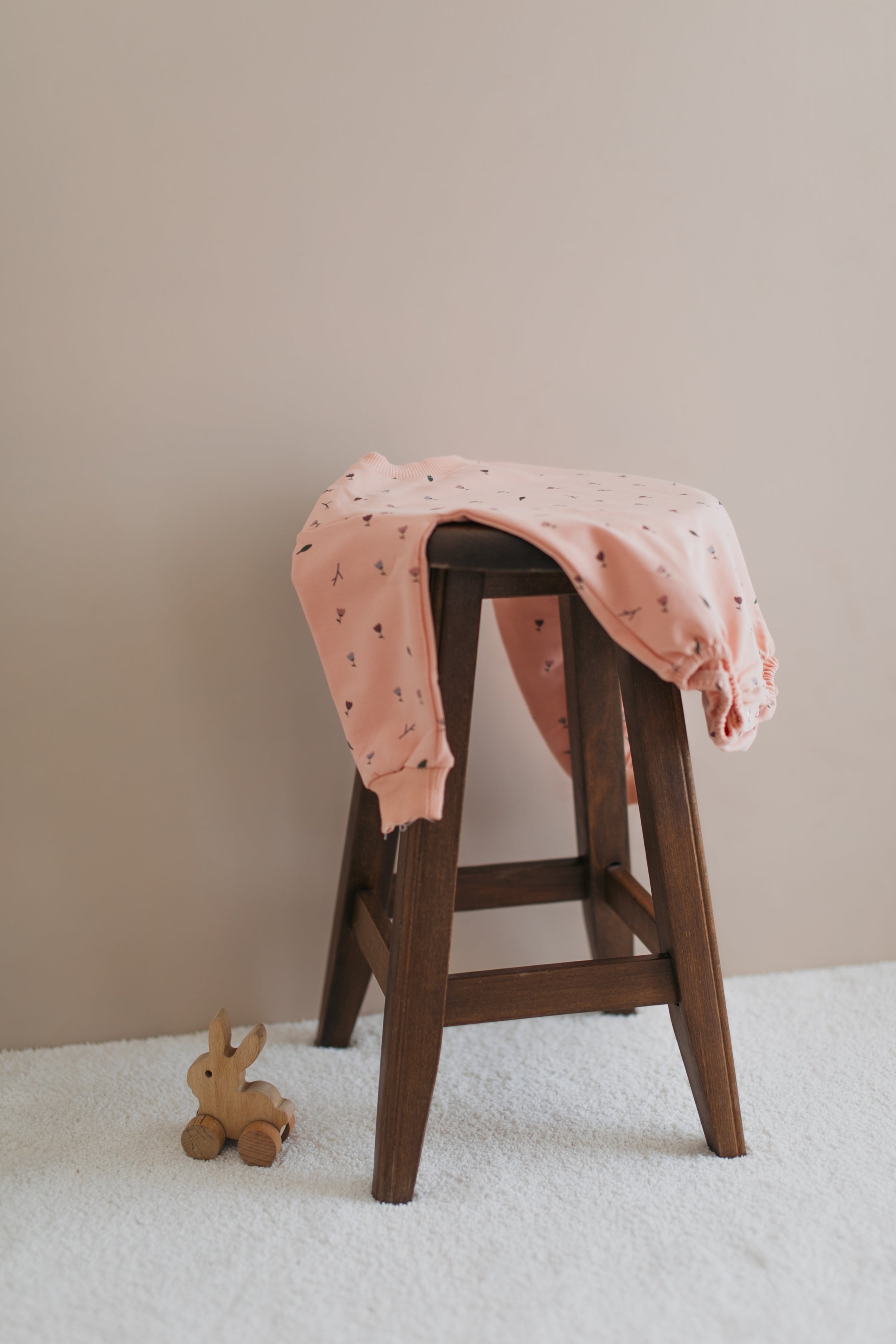 Pastel Pink Floral Print Oversized Baby Romper