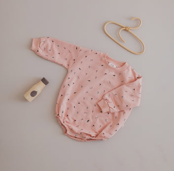 Pastel Pink Floral Print Oversized Baby Romper