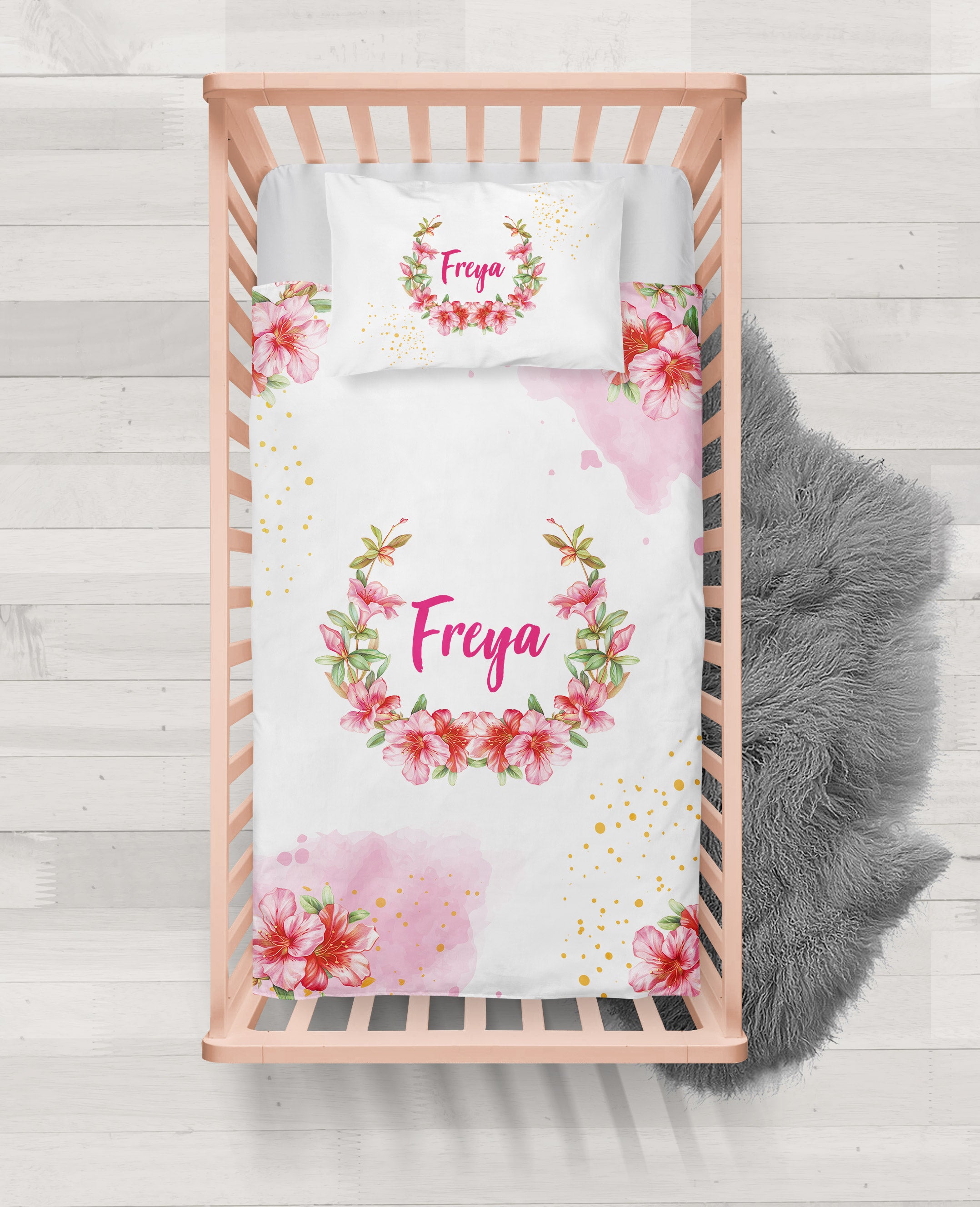 Flowers Personalized Baby Toddler Duvet Cover