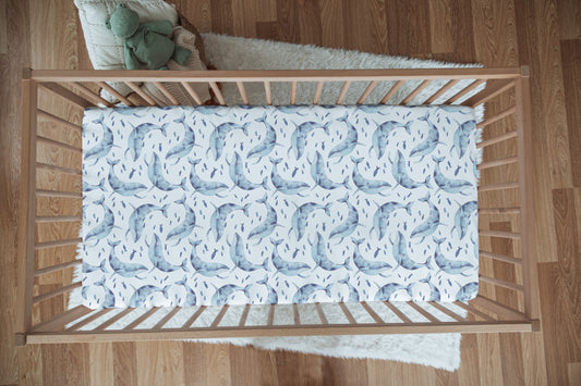 Whale Fitted Crib Sheet