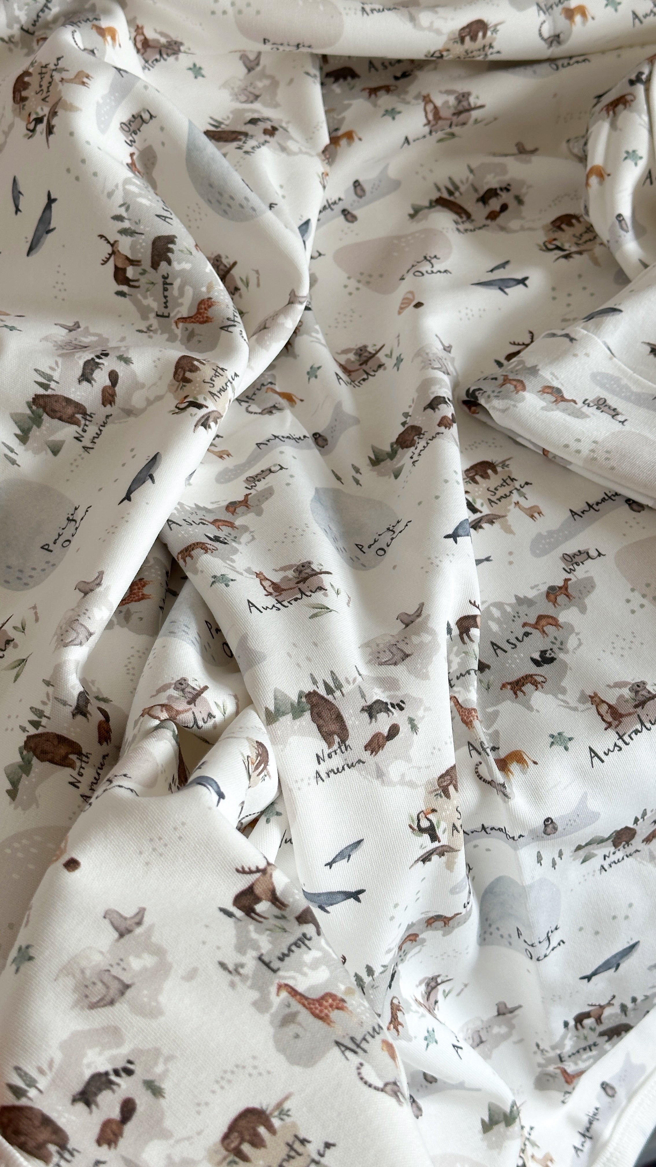 World Map Animal Baby Blanket & Hat