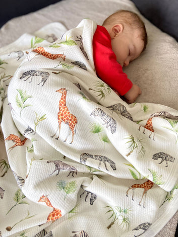 Safari Animals Baby Blanket and Hat - Blzandco