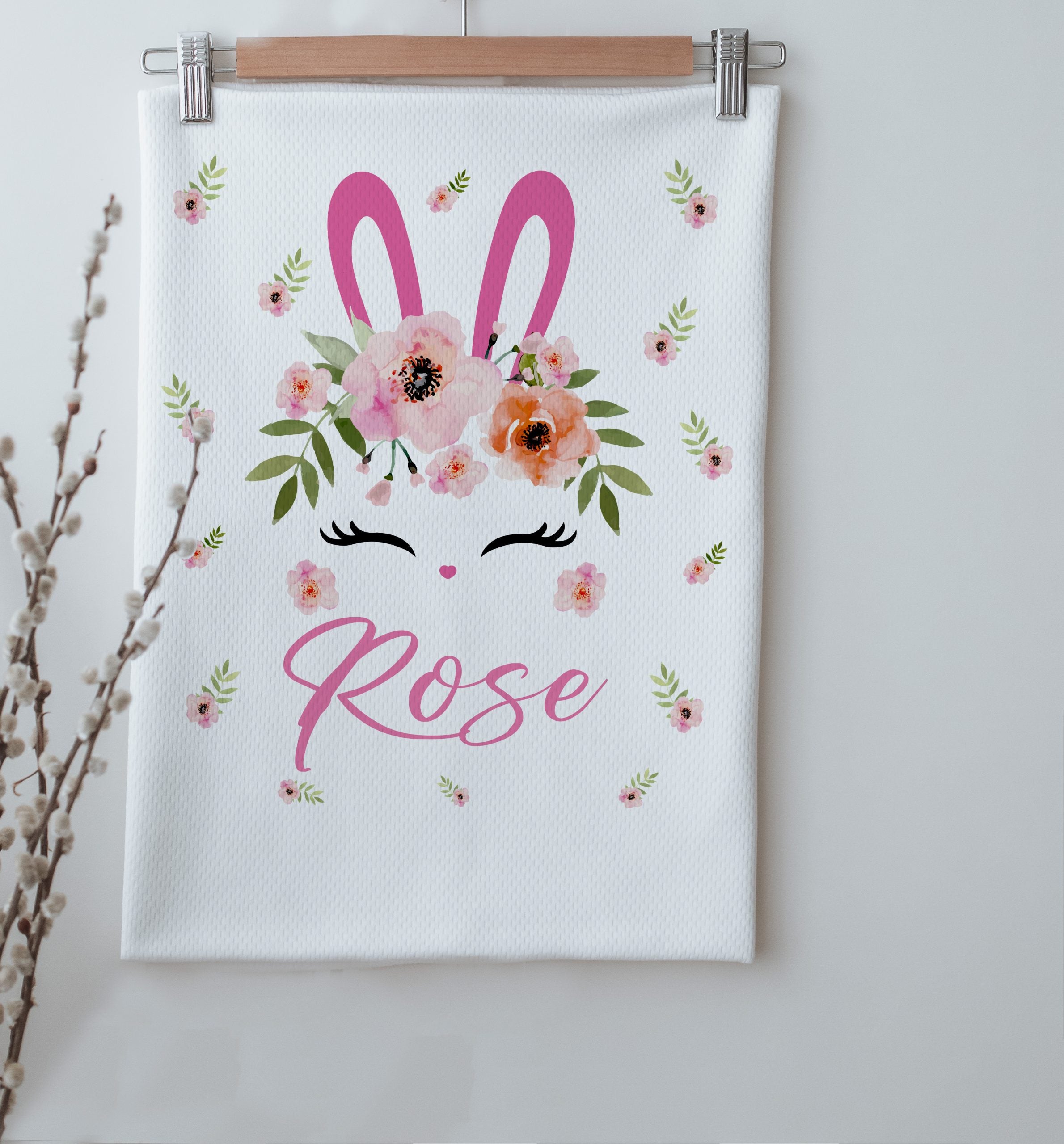 Cute Bunny Face Personalized Baby Girl Blanket
