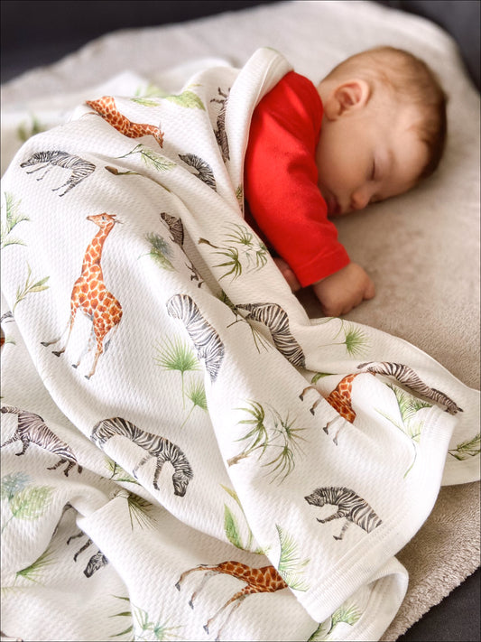 Safari Animals Baby Blanket and Hat - Blzandco