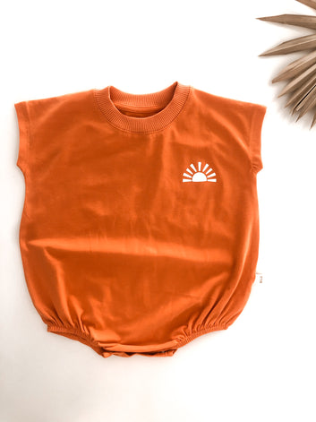 Orange Short Sleeve Summer Romper - Blzandco