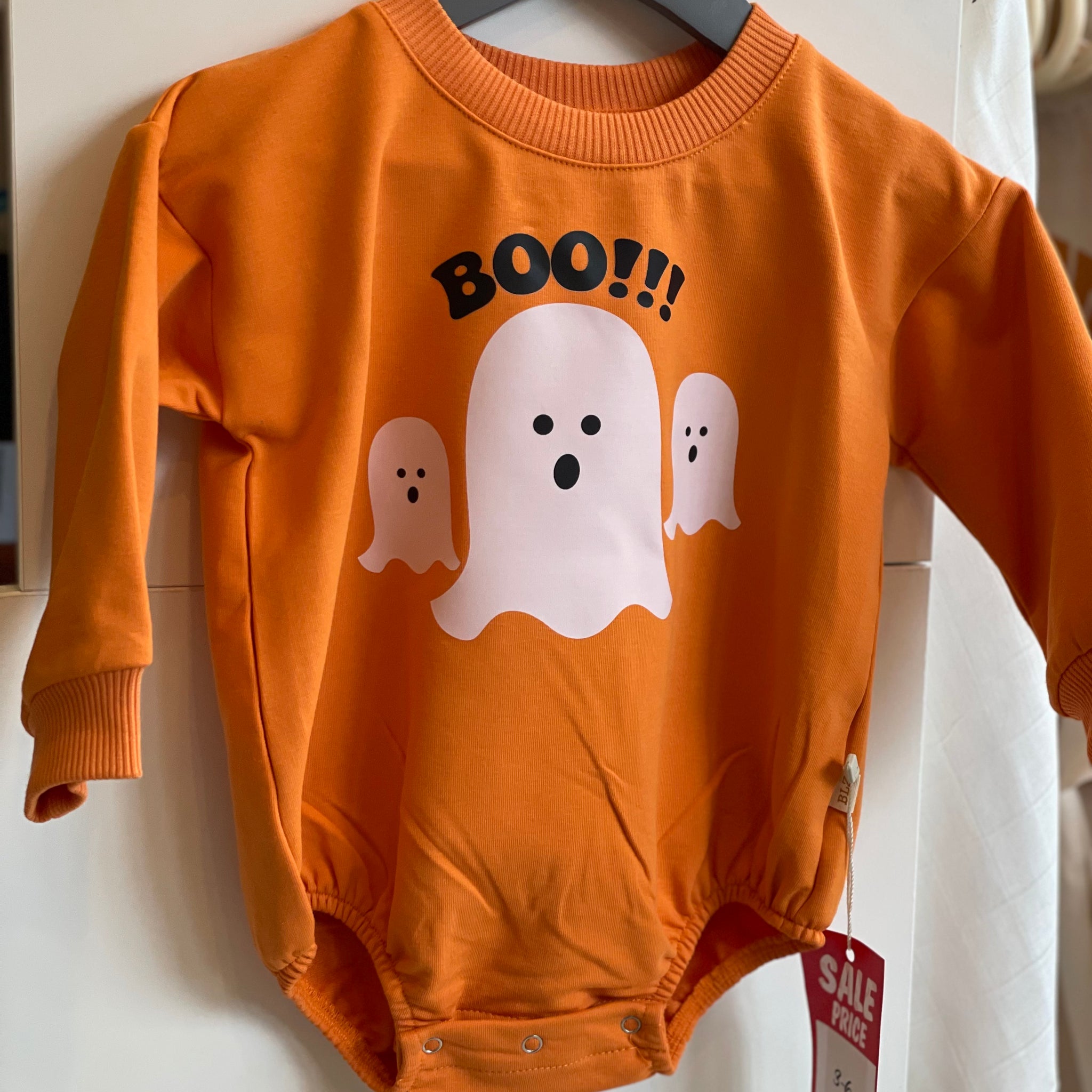 Boo Ghost Printed Halloween Romper - Blzandco