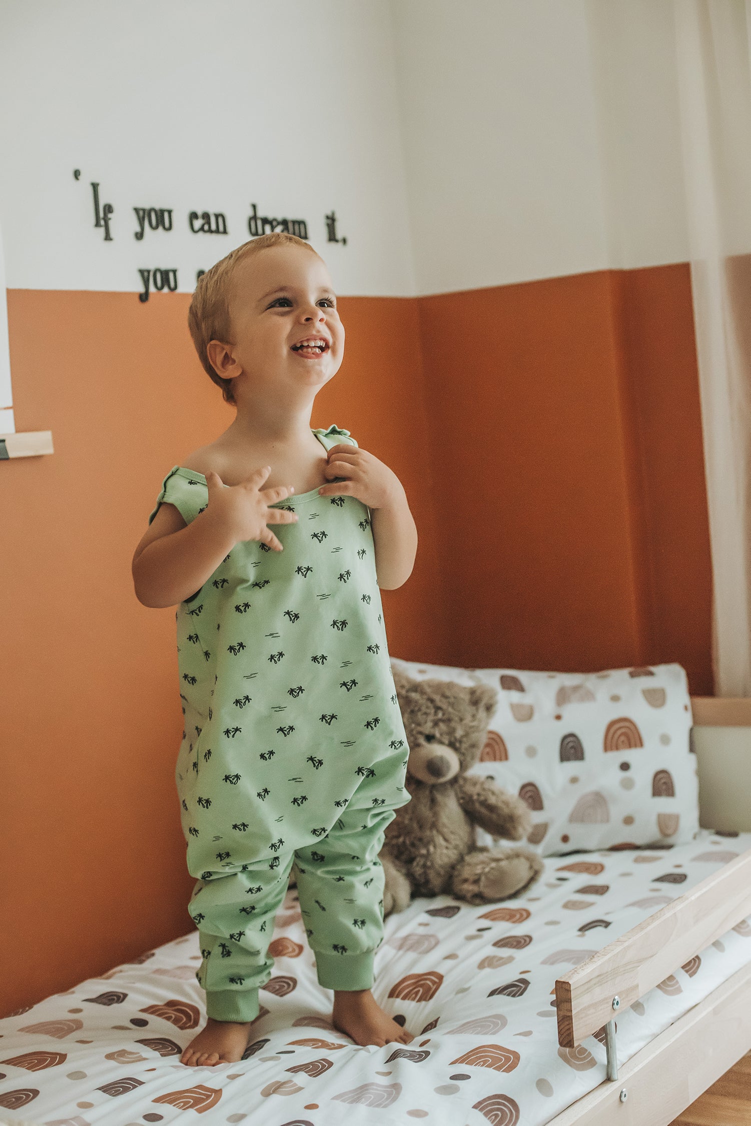Green Palm Dungarees