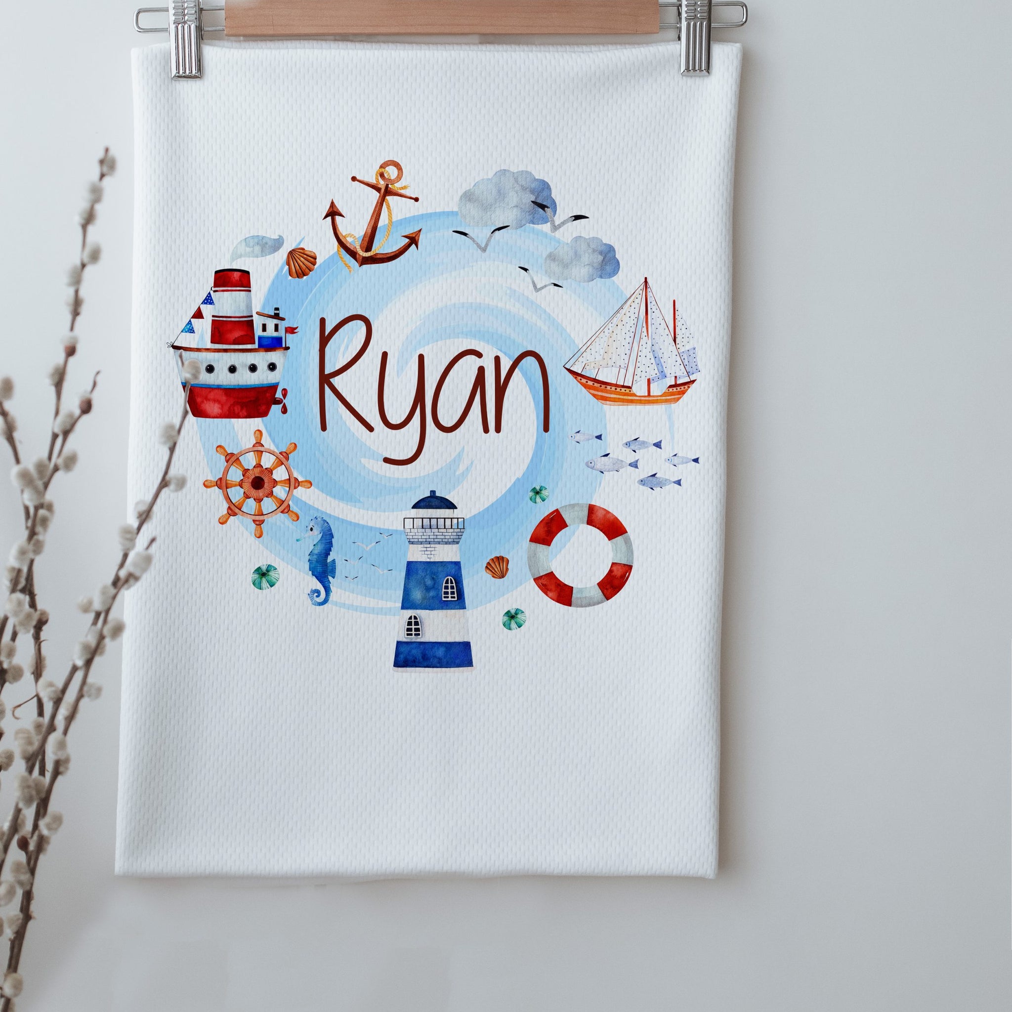 Lighthouse Personalized Baby Blanket