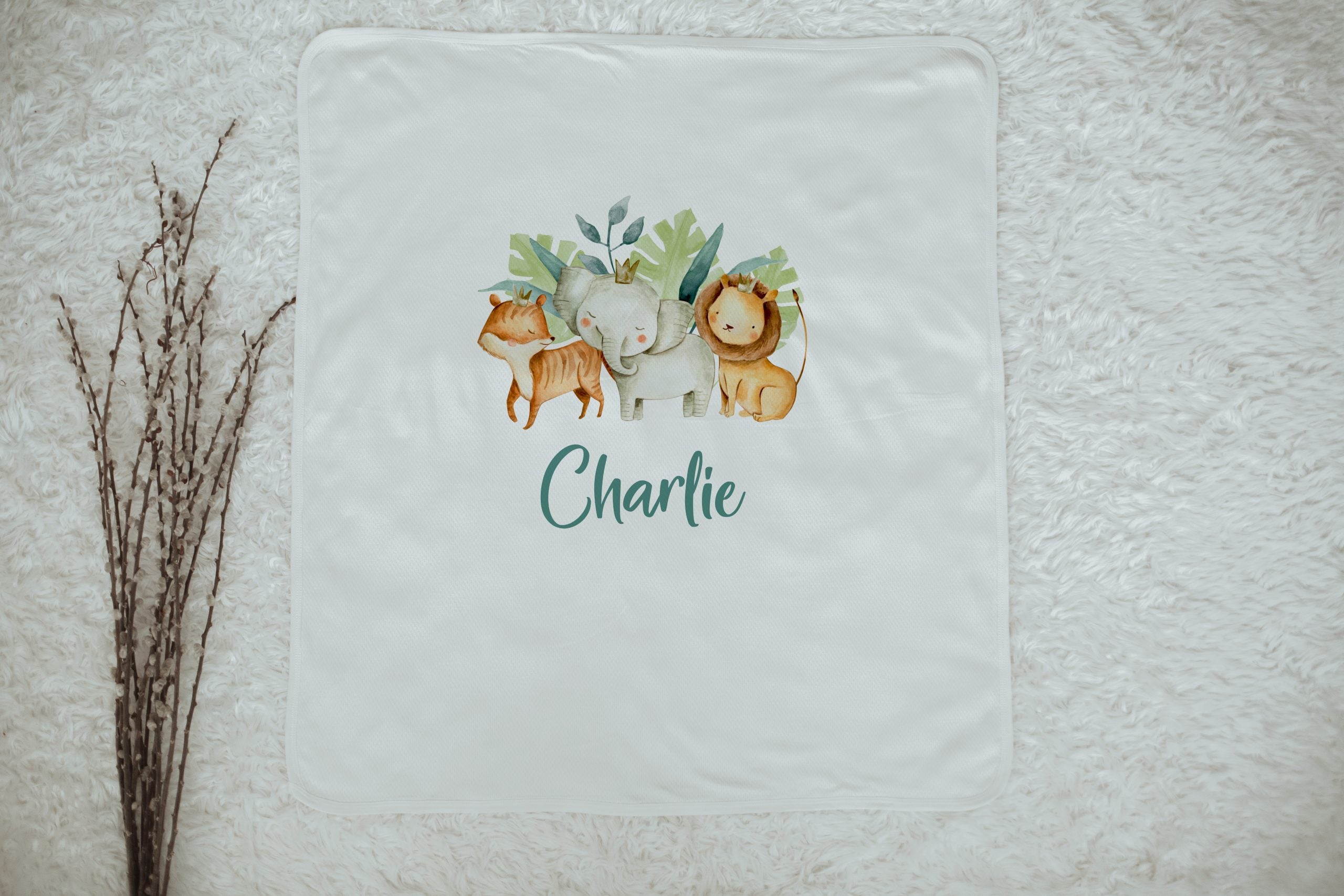 Jungle Animals Personalized Baby Blanket